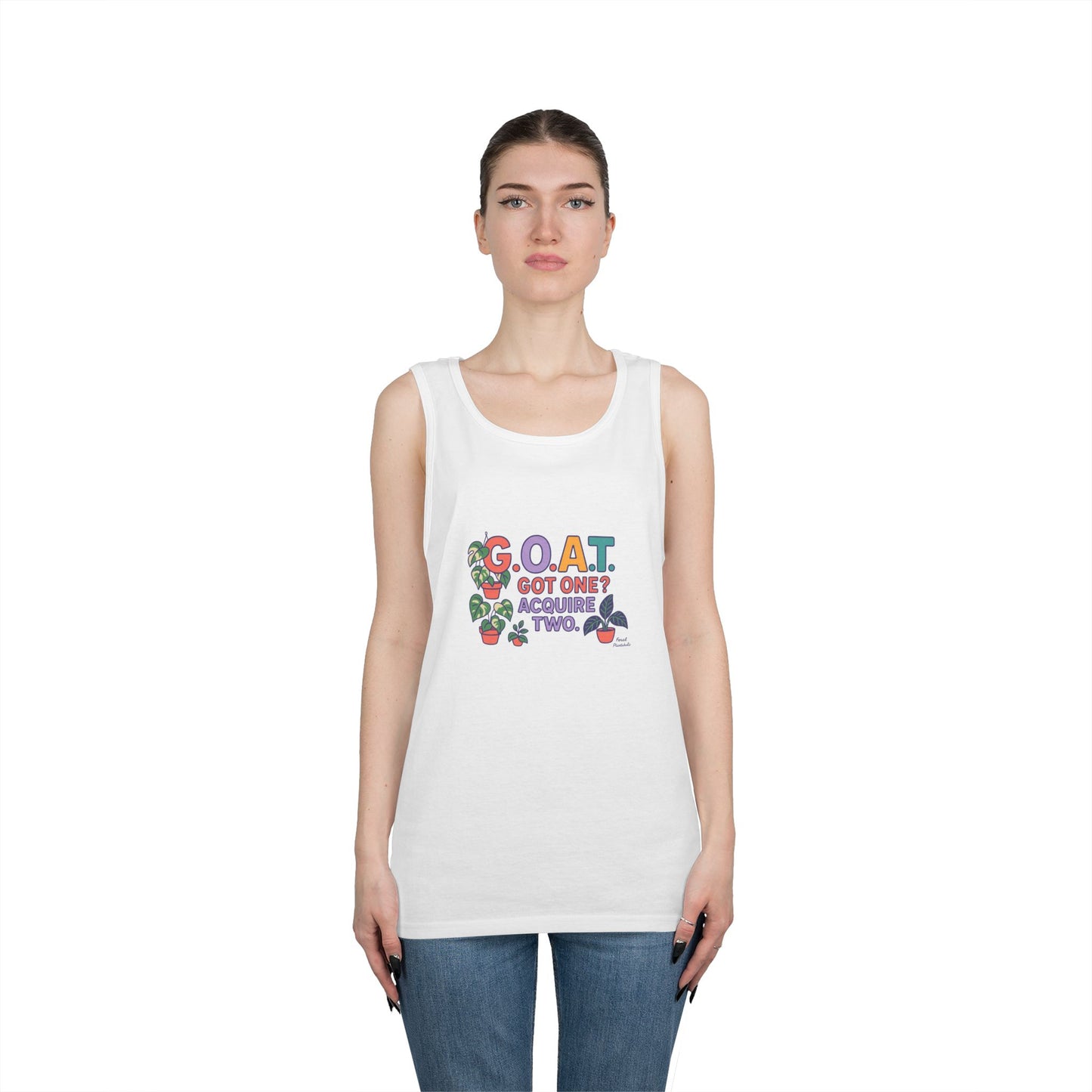 GOAT Tank Top - Unisex Heavy Cotton, Fun Graphic, Perfect for Summer, Casual Wear, Gift for Plant Lovers, St. Patrick's Day, Housewarming