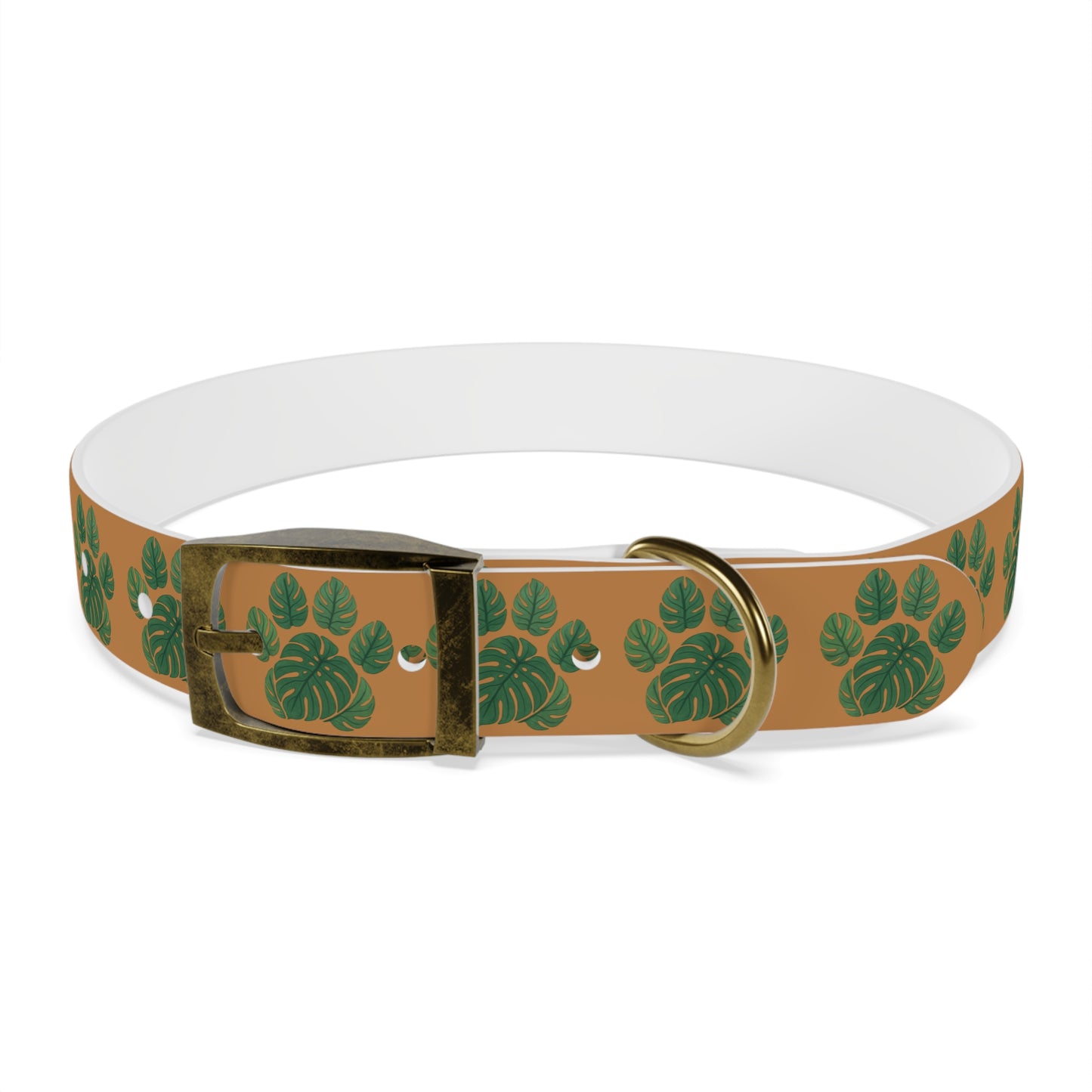 Monstera Leaf Dog Collar — Tropical Green Plant Pattern Pet Collar