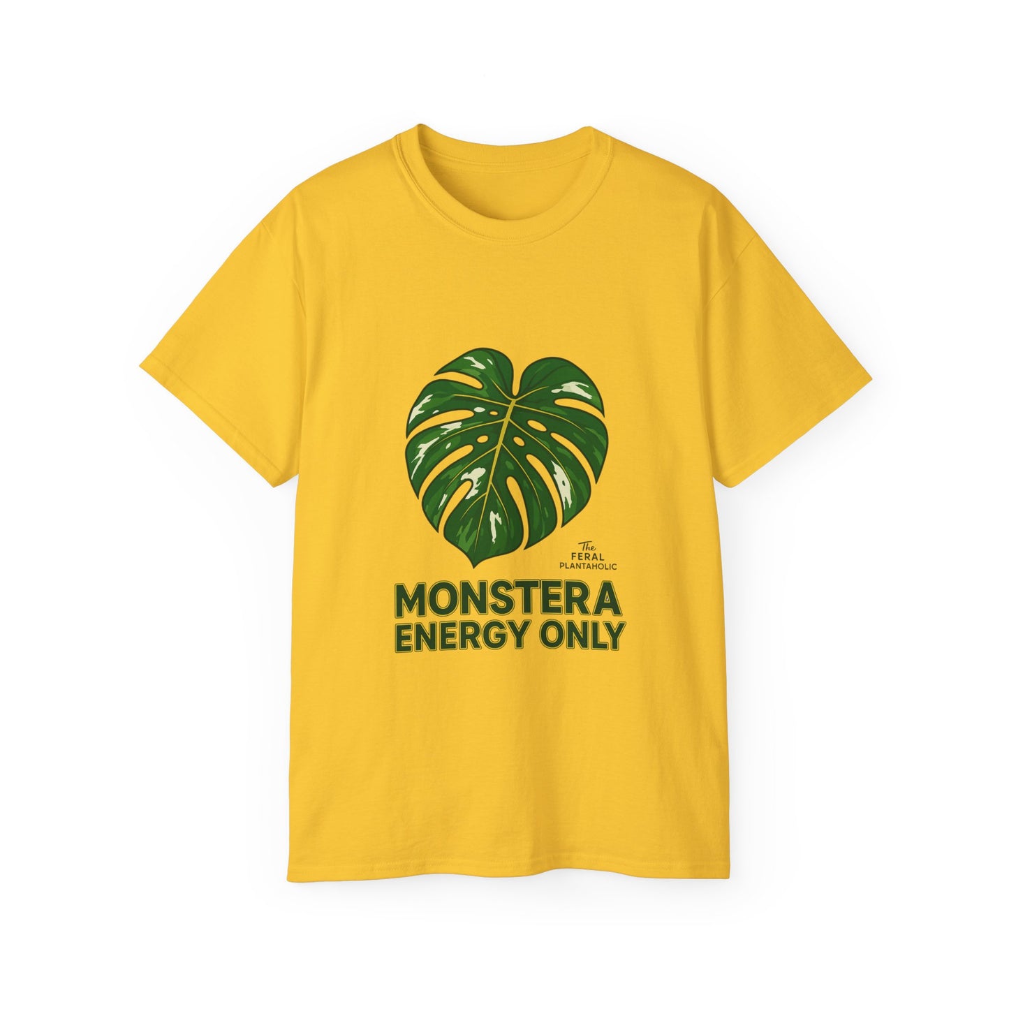 Monstera Energy Only Unisex Cotton Tee, Tropical Plant Tee, Nature Lover Shirt, Casual Summer Top, Eco-Friendly Gift, Botanical Graphic Tee