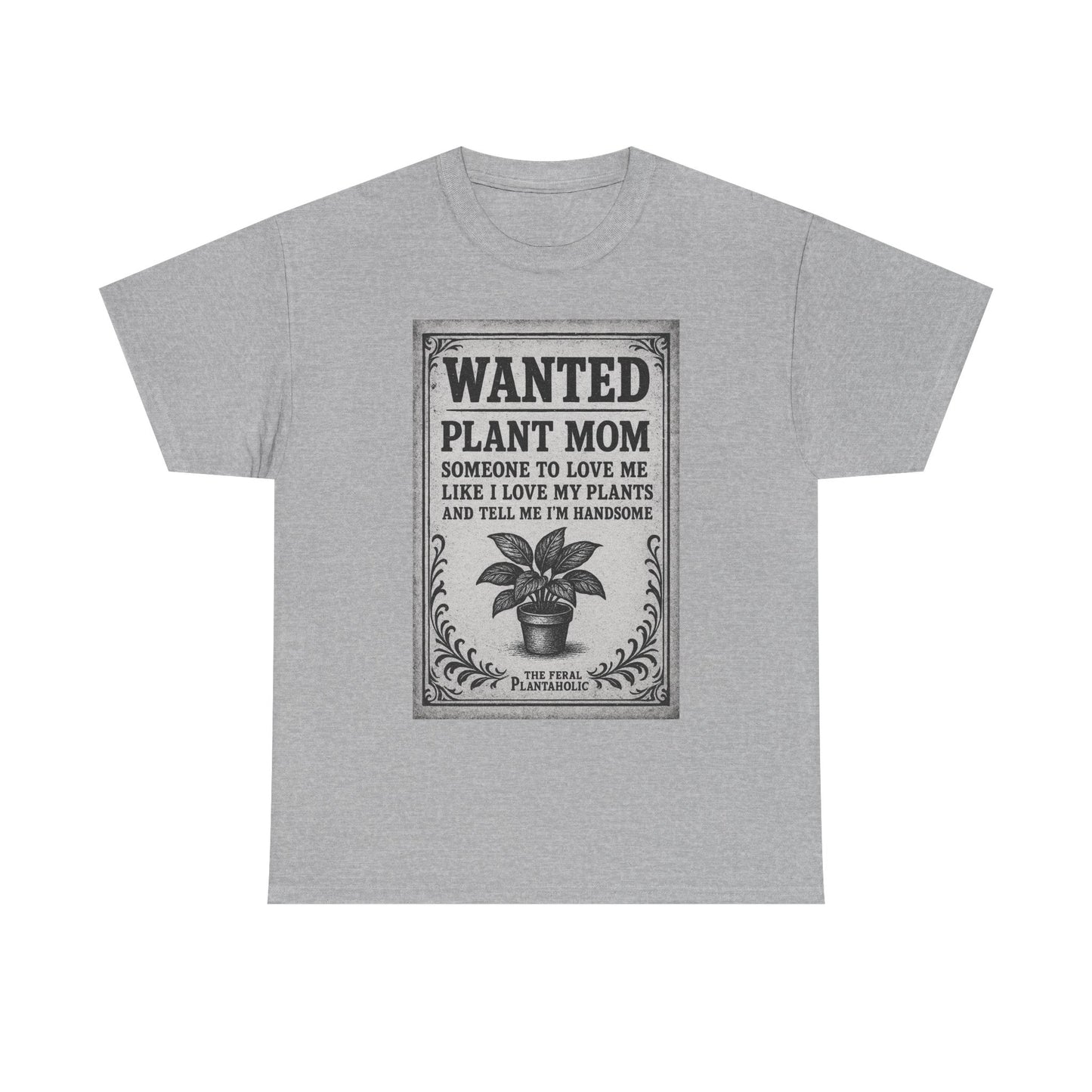 Wanted Plant Mom Unisex Heavy Cotton Tee, Plant Lover Gift, Gardening Shirt, Botanical Humor Tee, Houseplant Mom Apparel