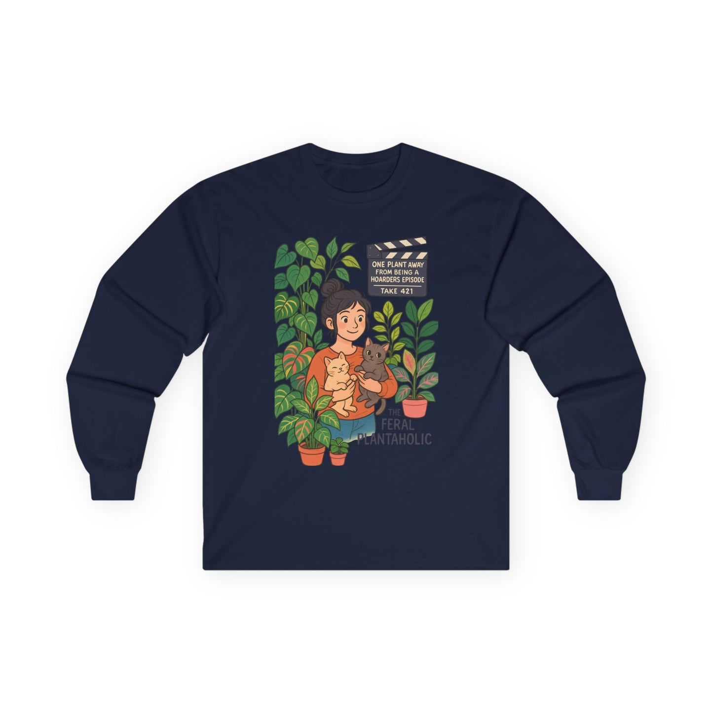 Feral Plantaholic Long Sleeve Tee, Unisex Plant Lover Shirt, Gardening Gift, Eco-Friendly Apparel, Casual Wear, Nature Inspired Fashion
