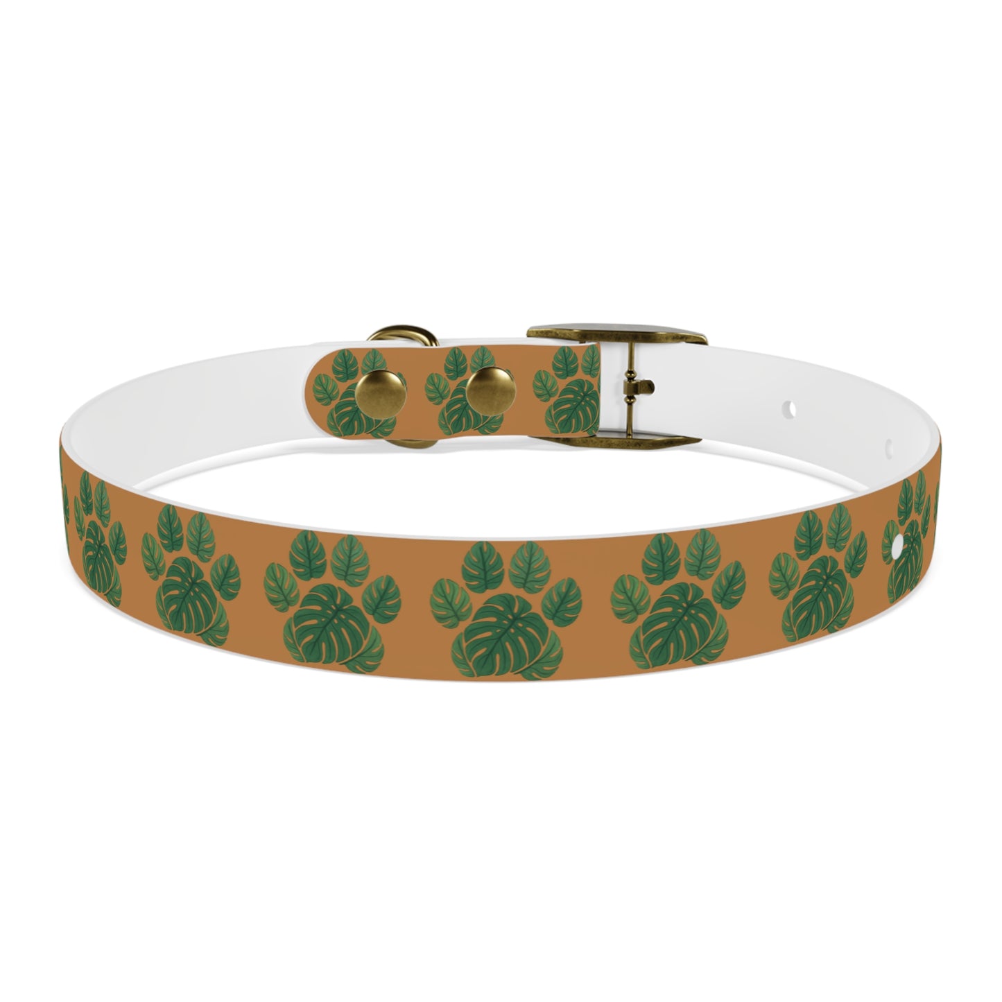 Monstera Leaf Dog Collar — Tropical Green Plant Pattern Pet Collar