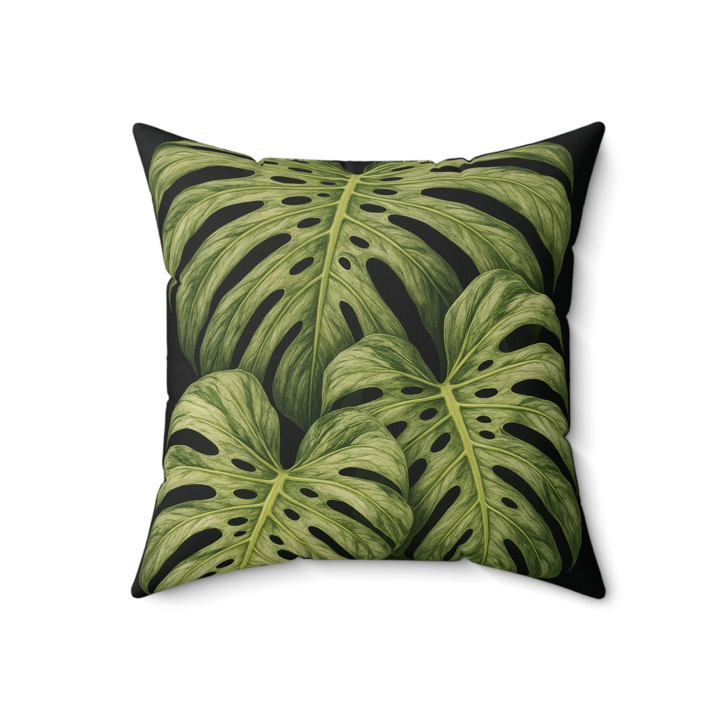 Monstera Leaf Throw Pillow – Tropical Green Decorative Pillow