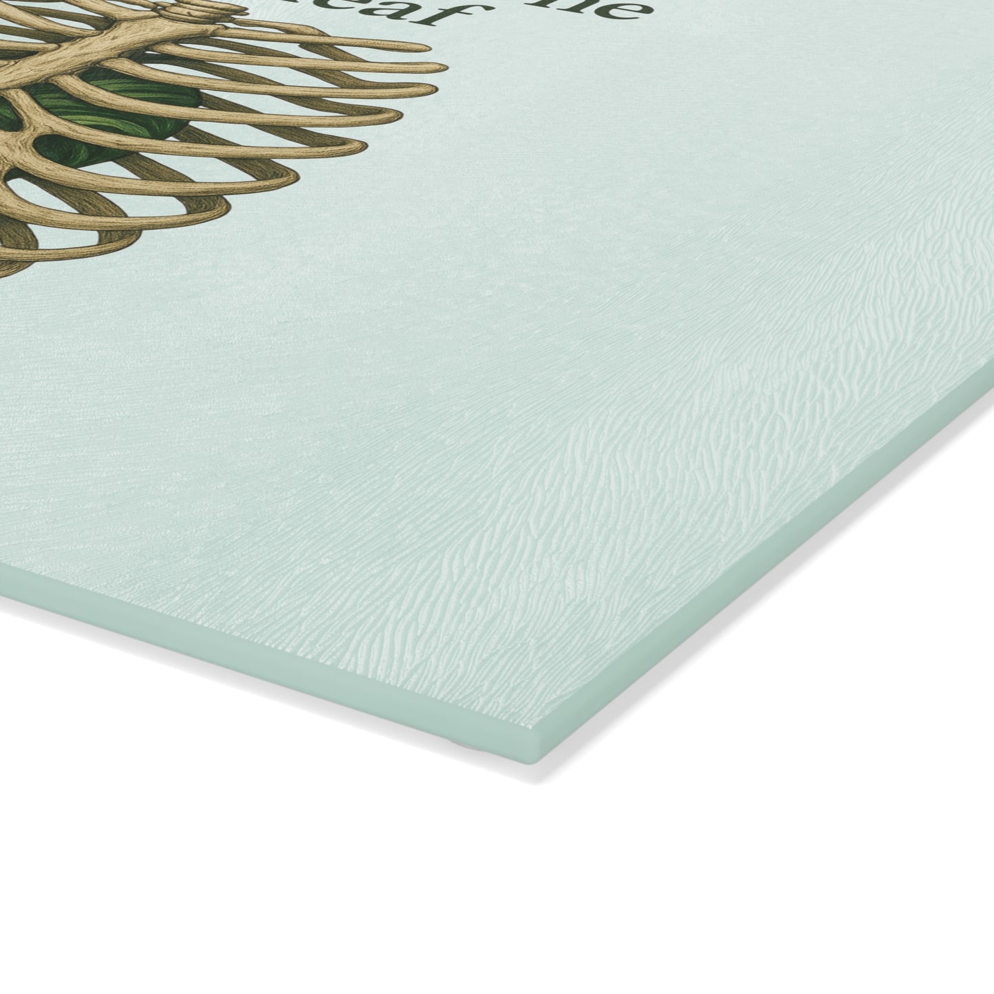 Glass Cutting Board - "Born of Bone and Leaf" Botanical Ribcage Design