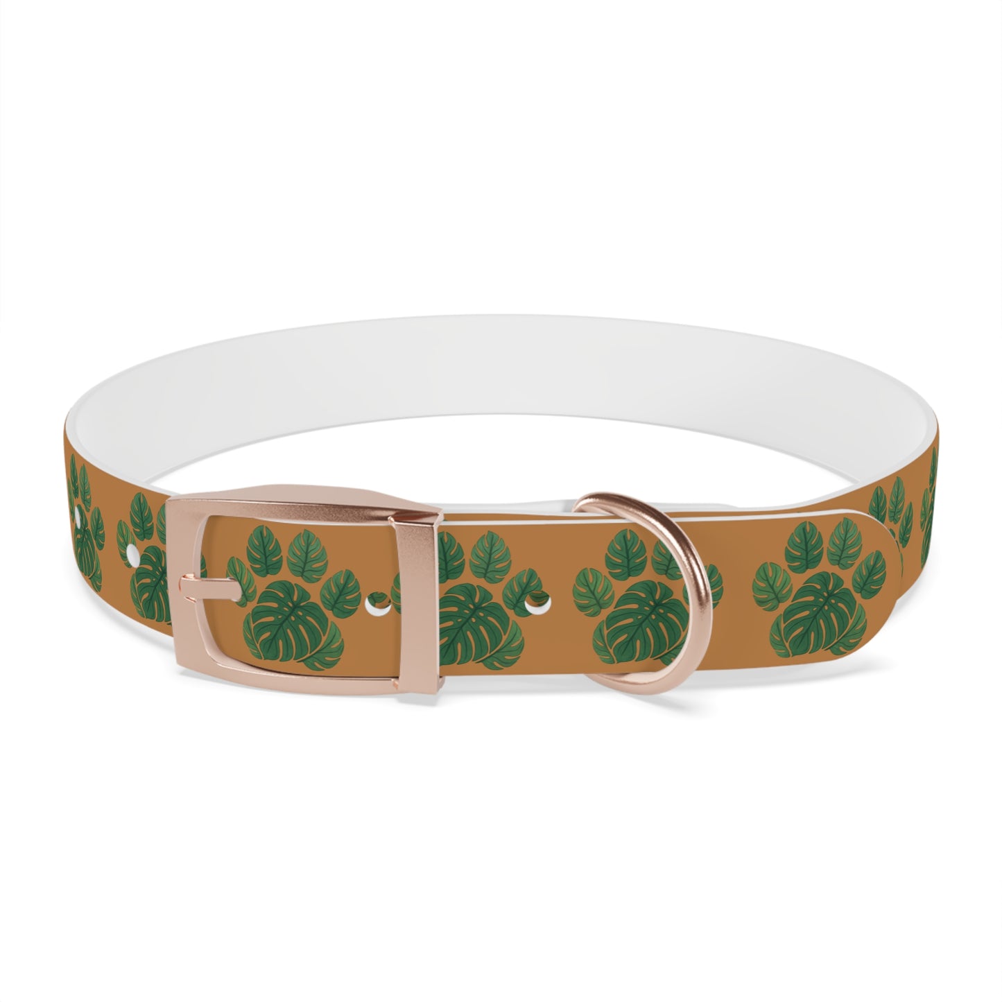 Monstera Leaf Dog Collar — Tropical Green Plant Pattern Pet Collar