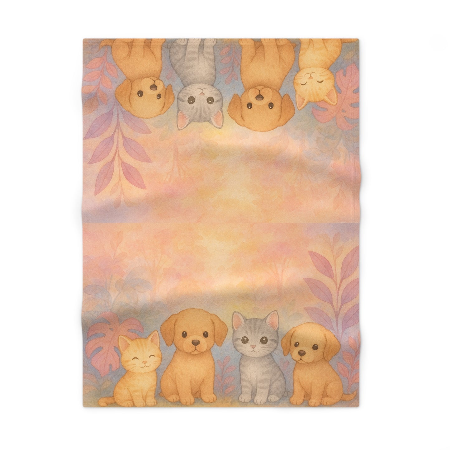 Baby Blanket — Pastel Puppy & Kitten Soft Fleece Blanket (Gender Neutral)