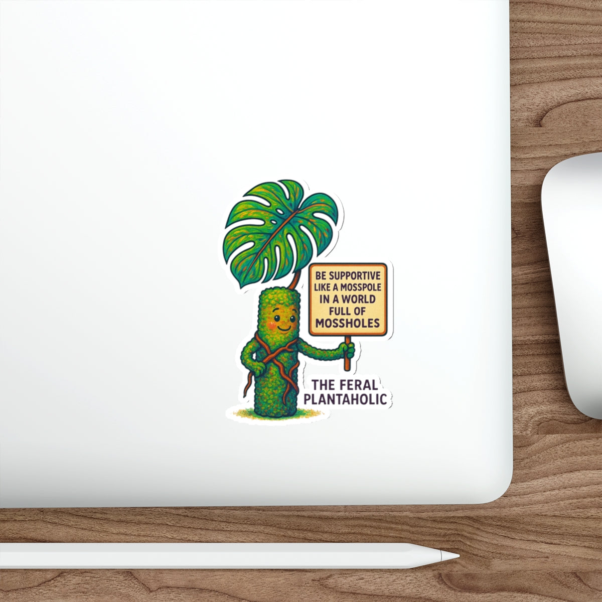 Supportive Mosspole Die-Cut Stickers - Feral Plantaholic Design
