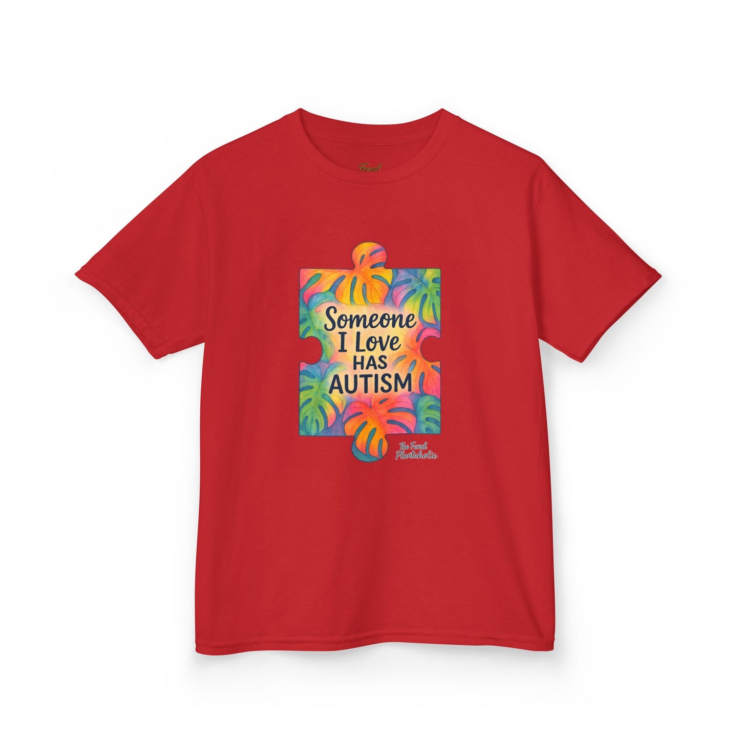 Kids T‑Shirt — "Someone I Love Has Autism" Colorful Puzzle Awareness Tee