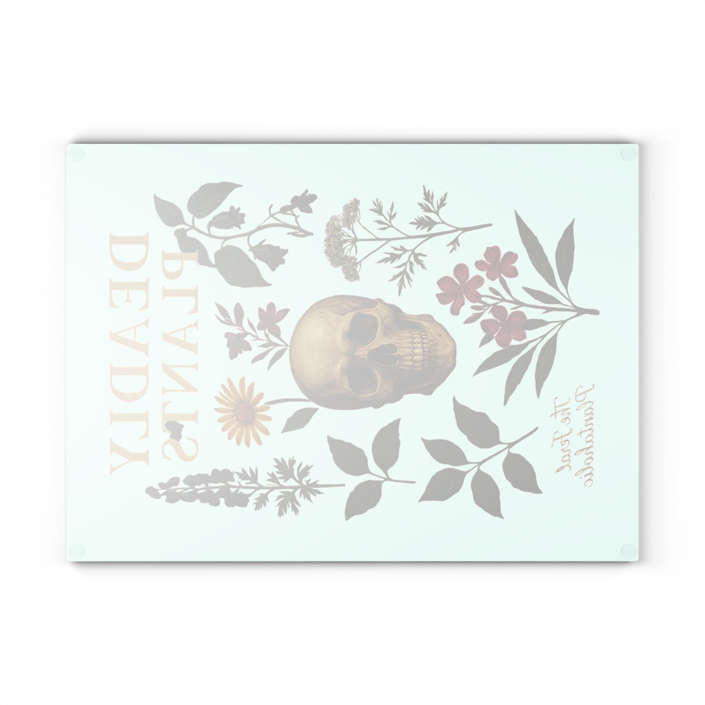 Glass Cutting Board — 'Deadly Plants' Floral Skull Decorative Kitchen Cutting Board