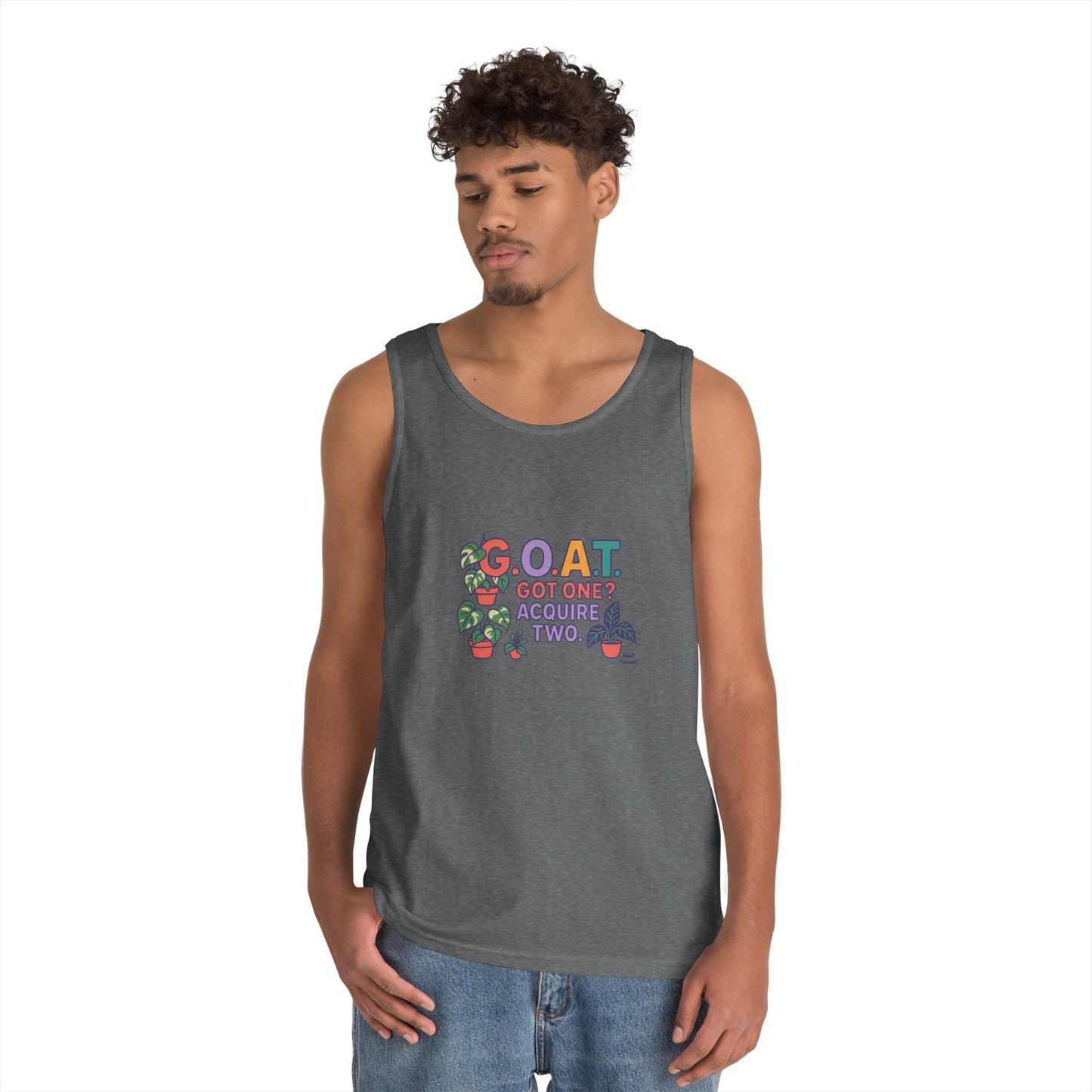 GOAT Tank Top - Unisex Heavy Cotton, Fun Graphic, Perfect for Summer, Casual Wear, Gift for Plant Lovers, St. Patrick's Day, Housewarming