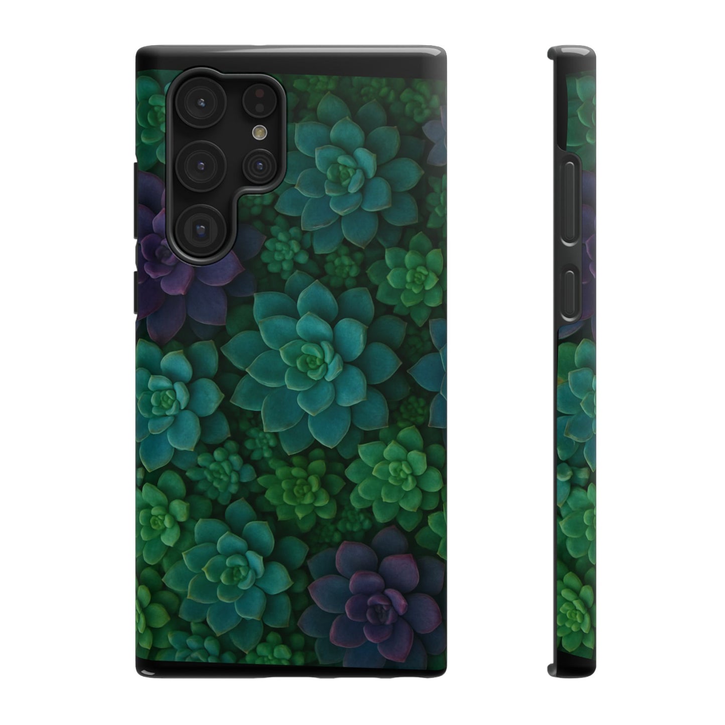 Succulent Pattern Impact-Resistant Phone Case — Green Teal Floral Protection