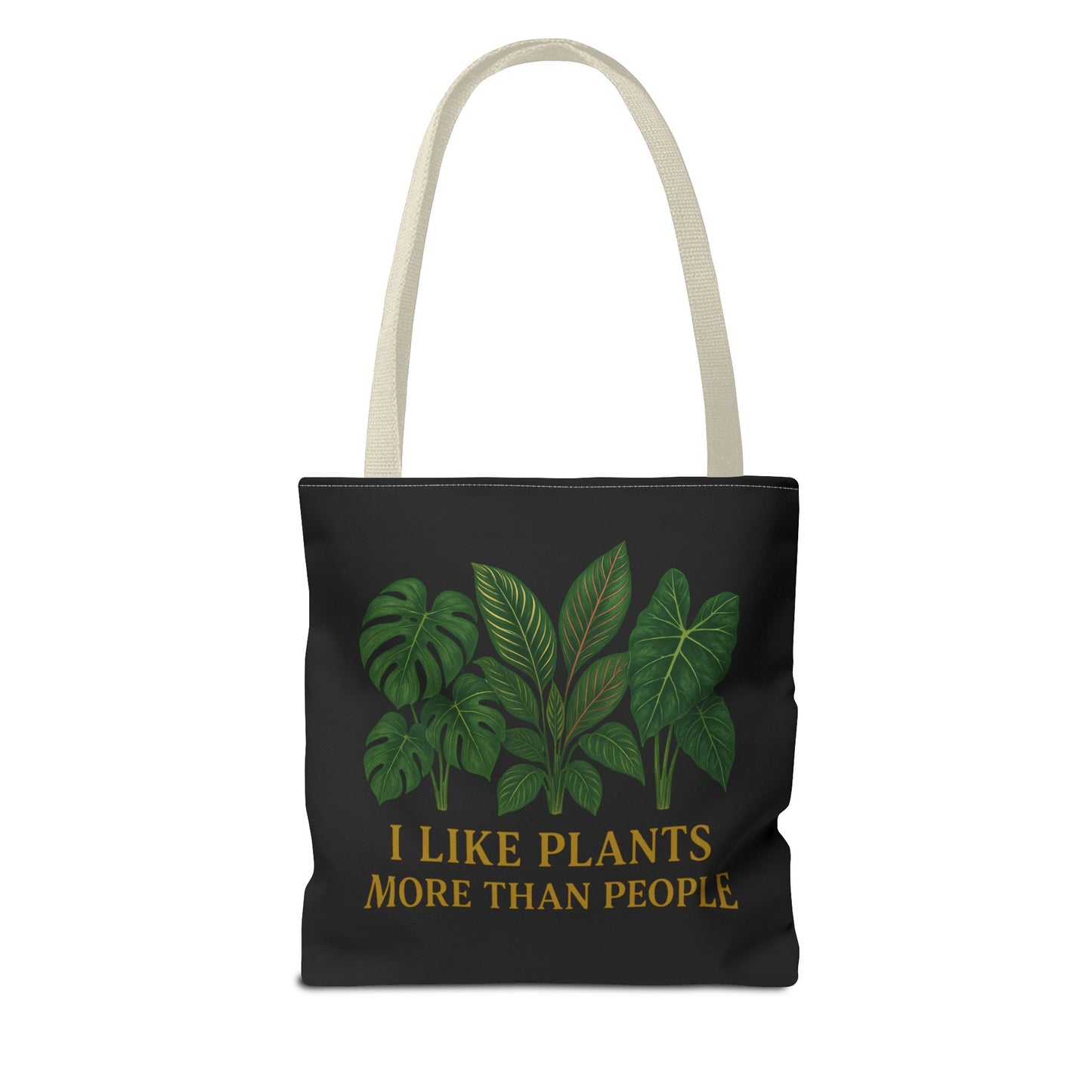 Plant Lover Tote Bag — “I Like Plants More Than People” Botanical Canvas Tote