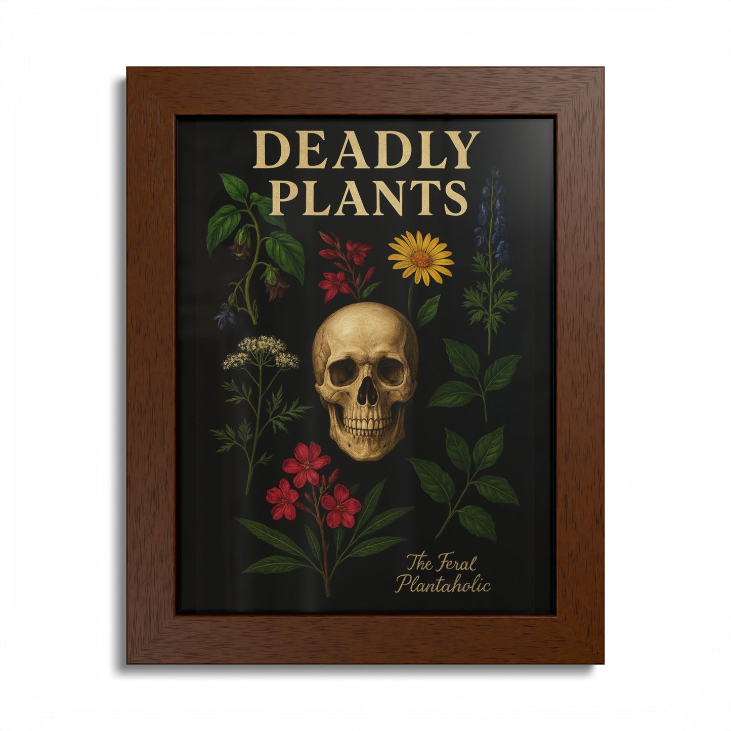 Deadly Plants Botanical Skull Framed Poster — Vintage Poisonous Plant Art
