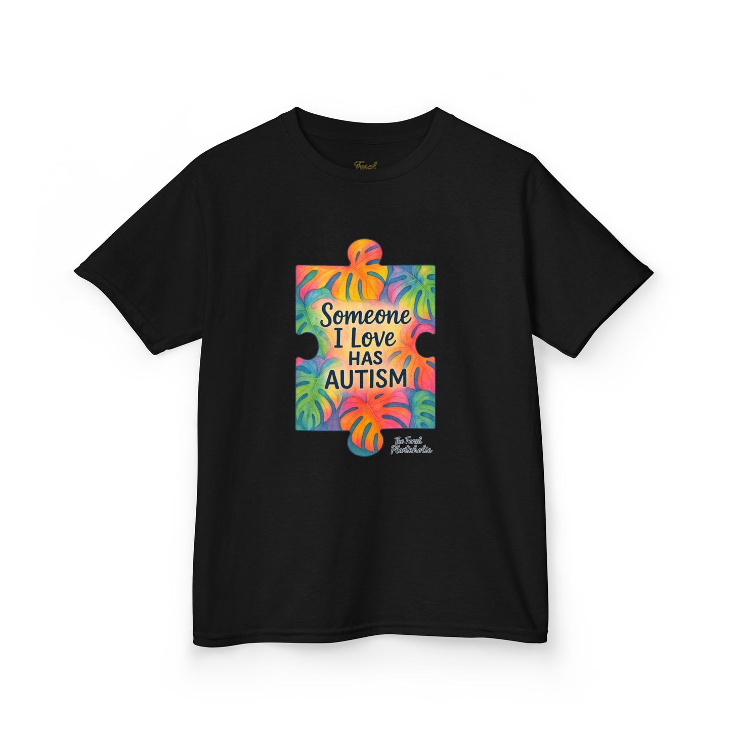 Kids T‑Shirt — "Someone I Love Has Autism" Colorful Puzzle Awareness Tee