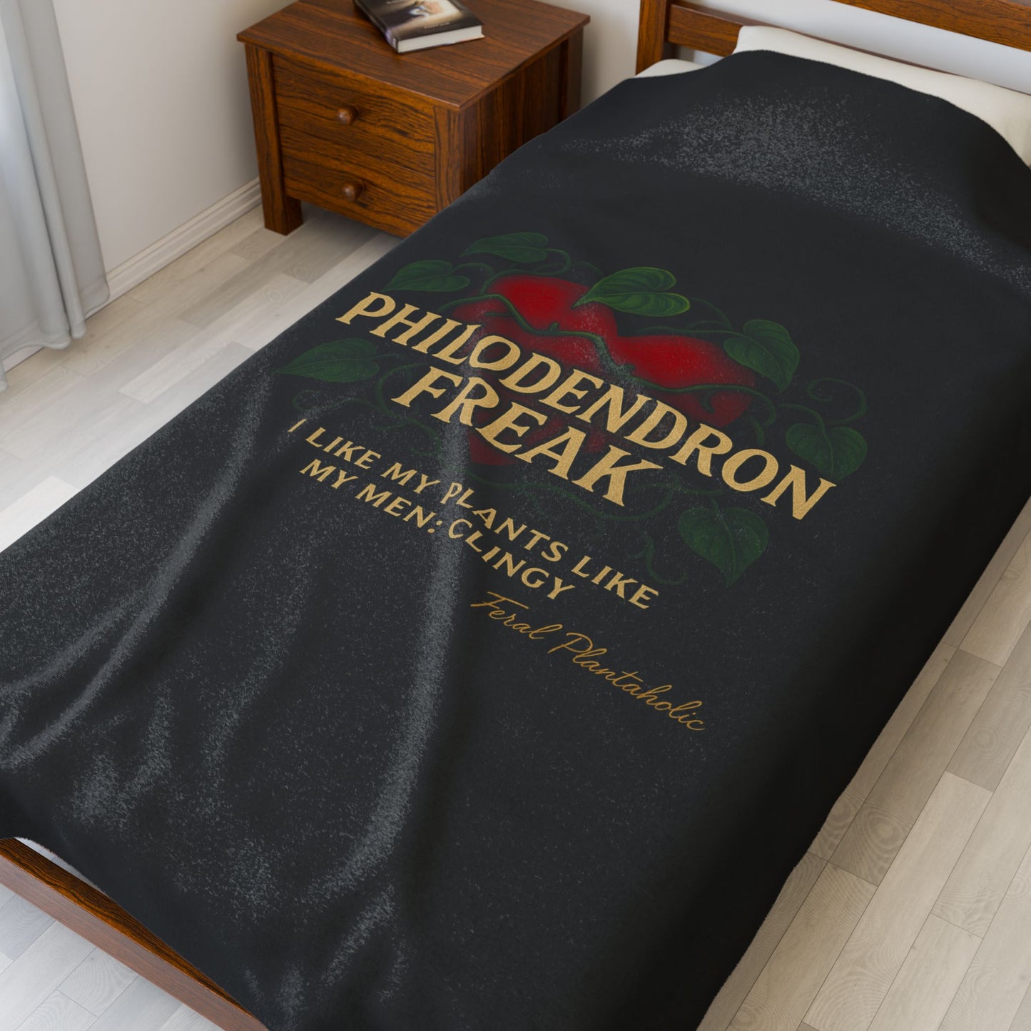 Philodendron Freak Plush Blanket, Cozy Blanket for Plant Lovers, Gift for Gardeners, Home Decor, Funny Plant Lover Gift
