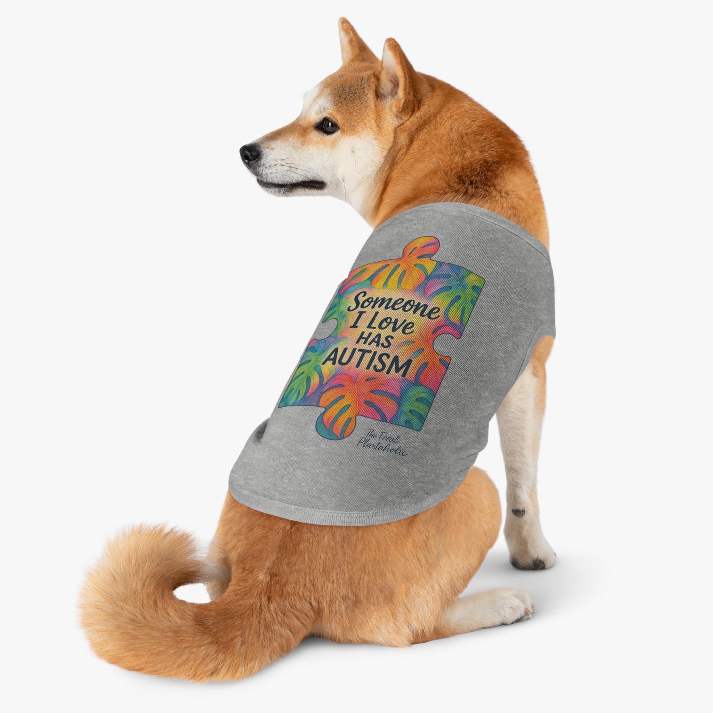 Pet Tank Top — "Someone I Love Has Autism" Puzzle Piece Awareness Dog Shirt