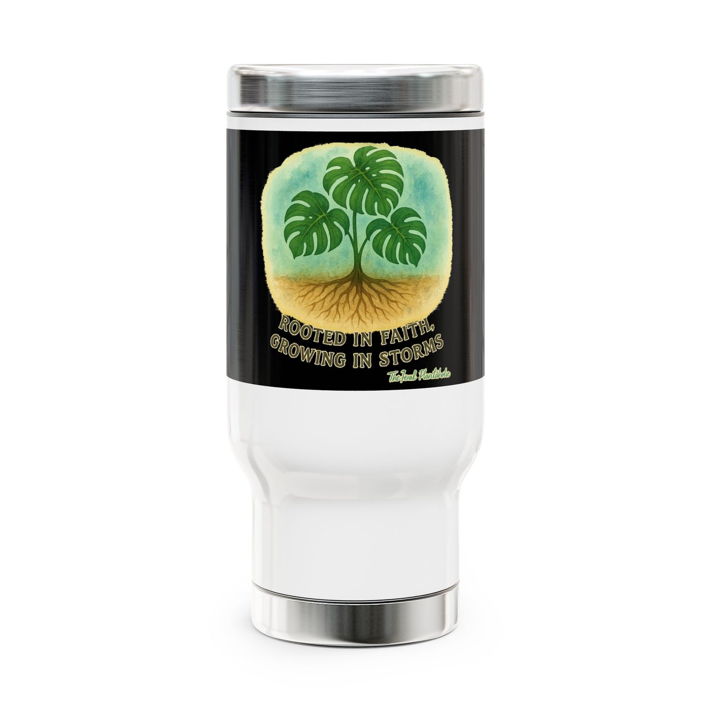 Travel Mug with Handle - Tropical Leaves Design for Nature Lovers, Perfect Gift for Adventurers, Coffee Mug, Eco-Friendly Drinkware, [...]