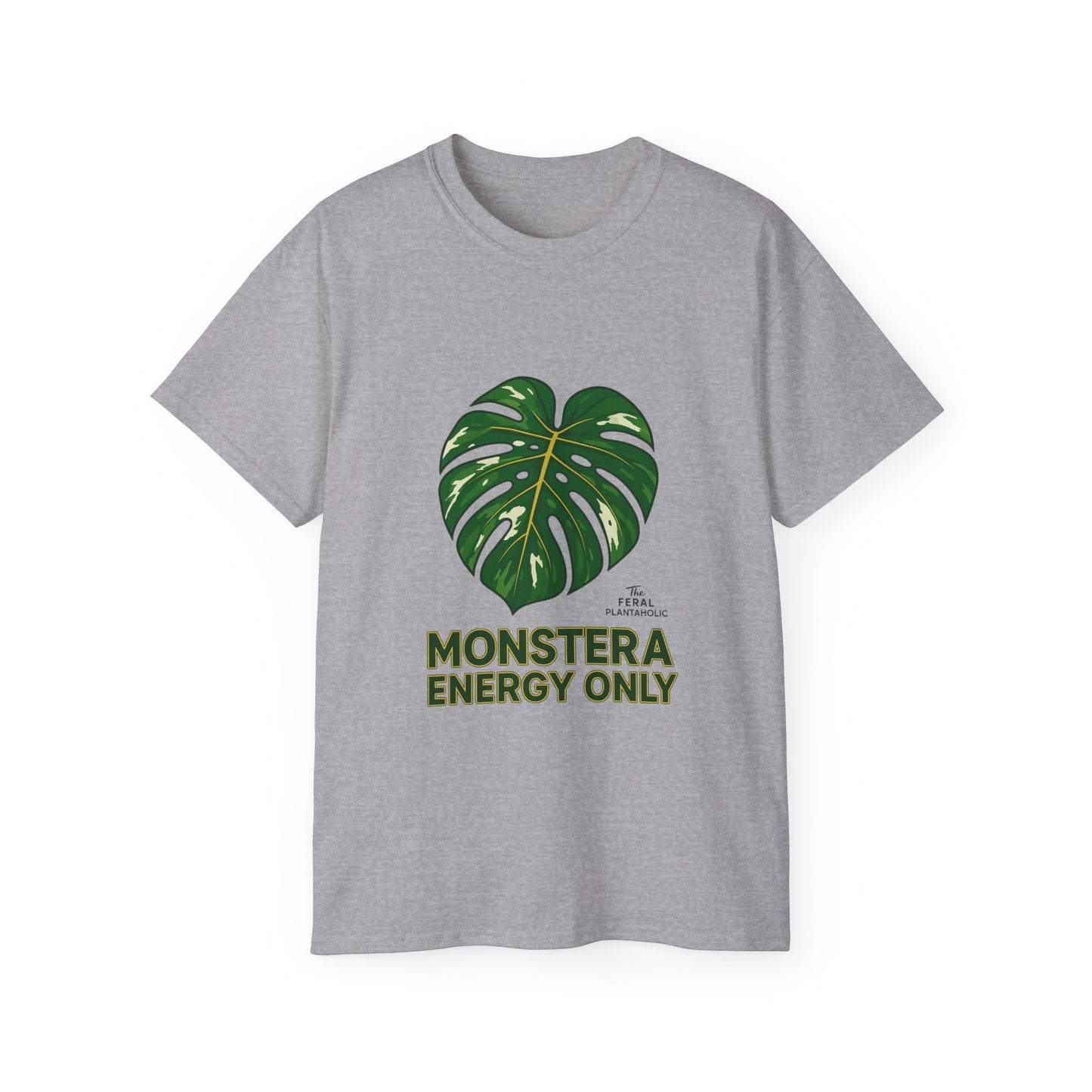 Monstera Energy Only Unisex Cotton Tee, Tropical Plant Tee, Nature Lover Shirt, Casual Summer Top, Eco-Friendly Gift, Botanical Graphic Tee