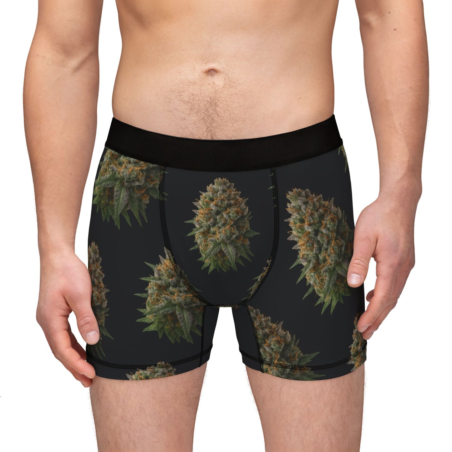 Cannabis Nug Pattern Boxer Briefs — Men's Novelty Printed Boxers
