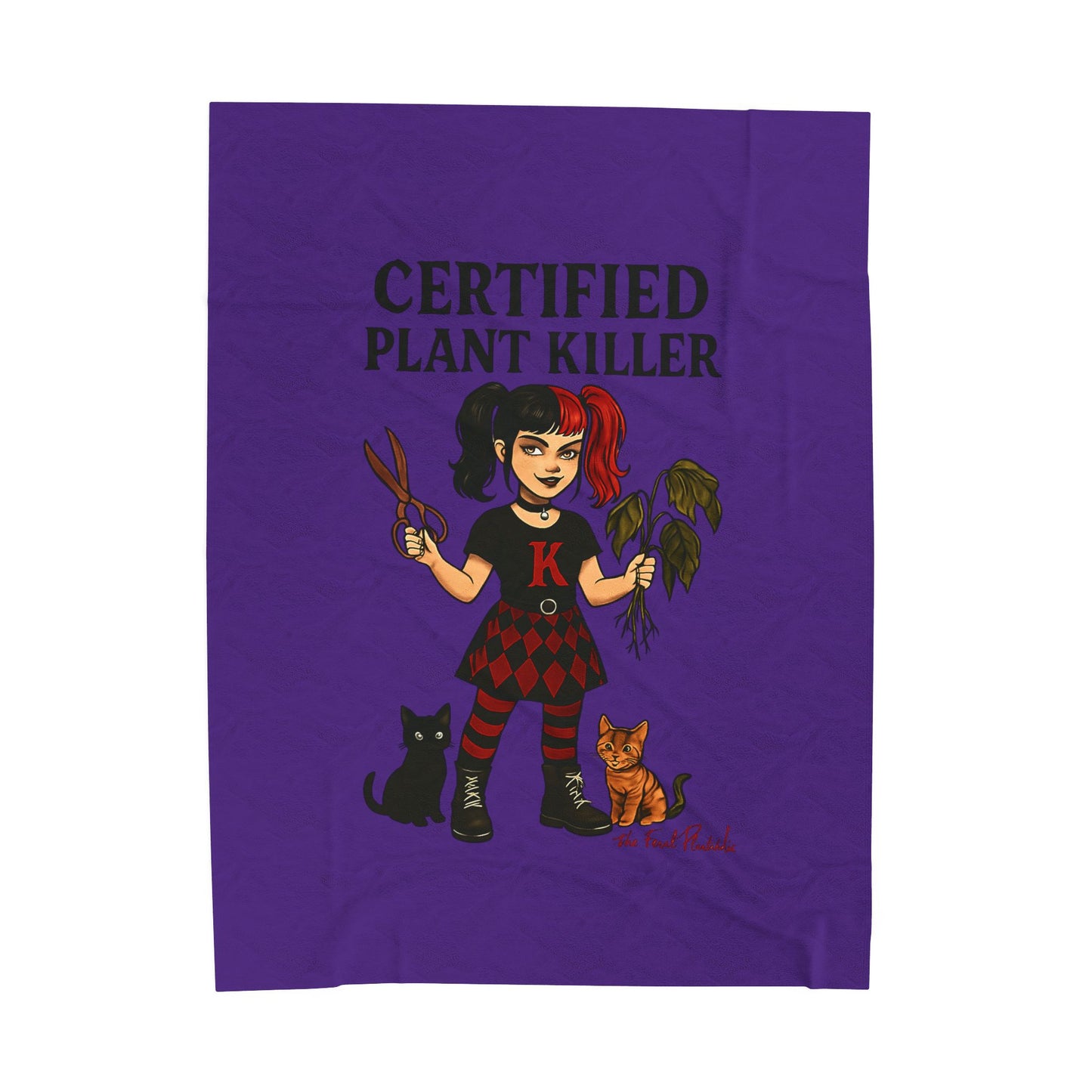 Gothic Plant Killer Blanket | Cozy Velveteen Throw for Cat Lovers, Halloween, Gift for Her, Unique Home Décor, Fun Blanket