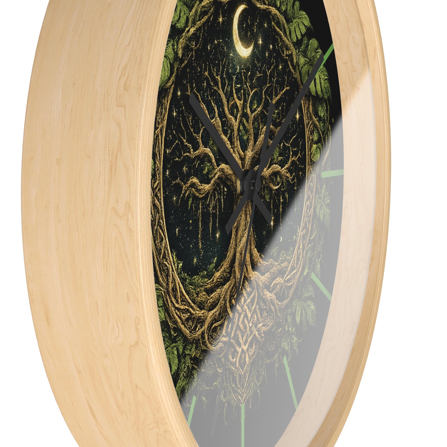 Celtic Tree of Life Wall Clock — Moonlit Night Woodland Decor