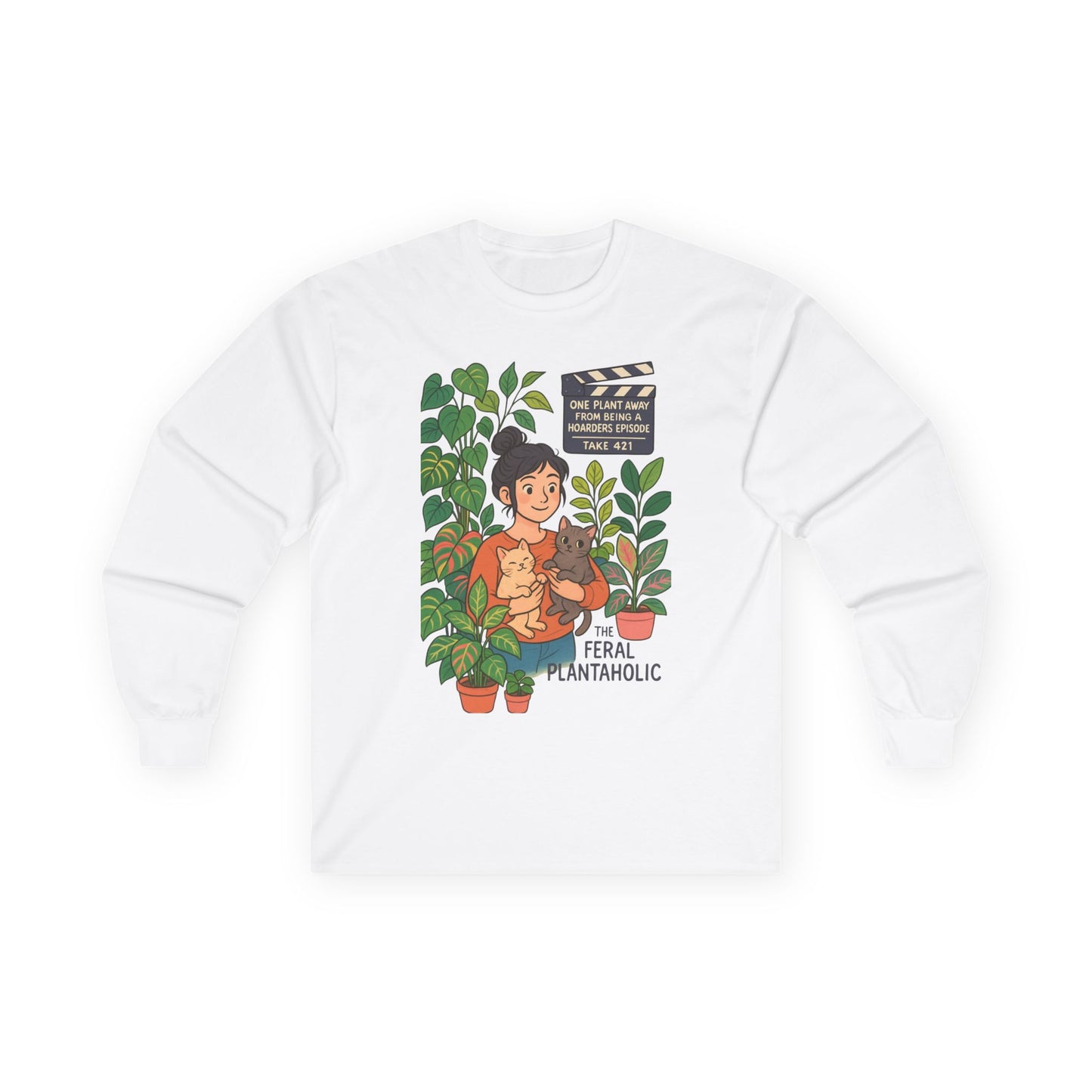 Feral Plantaholic Long Sleeve Tee, Unisex Plant Lover Shirt, Gardening Gift, Eco-Friendly Apparel, Casual Wear, Nature Inspired Fashion