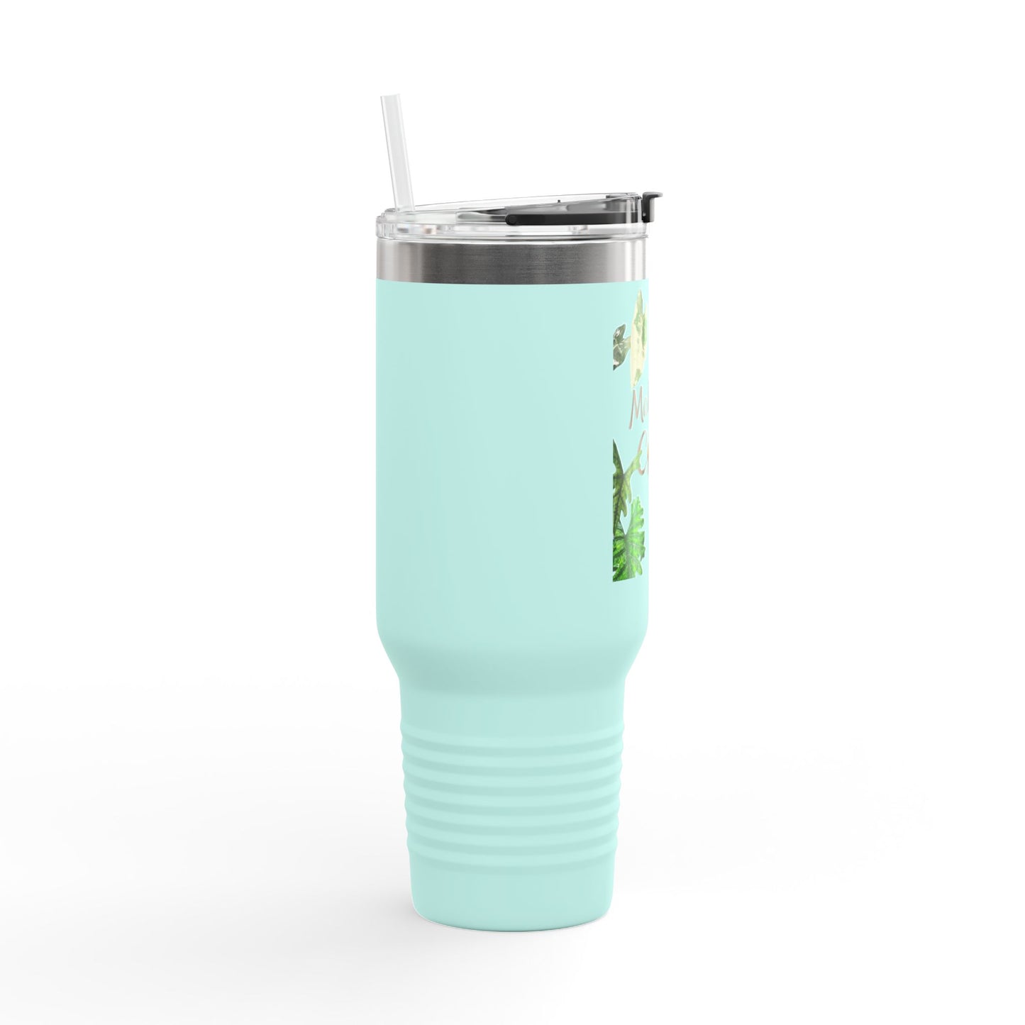 40oz Insulated Travel Mug — "Make Me Calm" Botanical Design