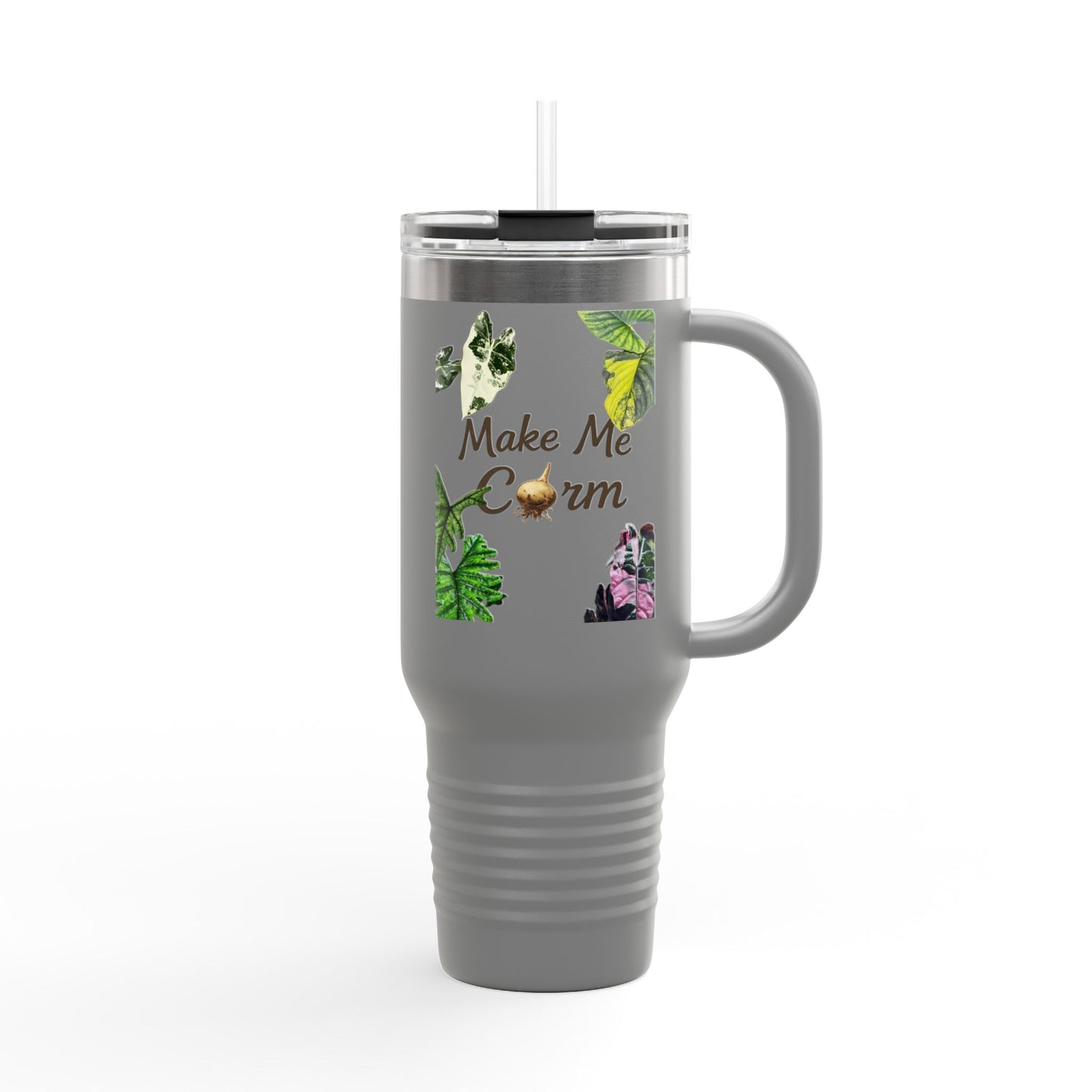 40oz Insulated Travel Mug — "Make Me Calm" Botanical Design
