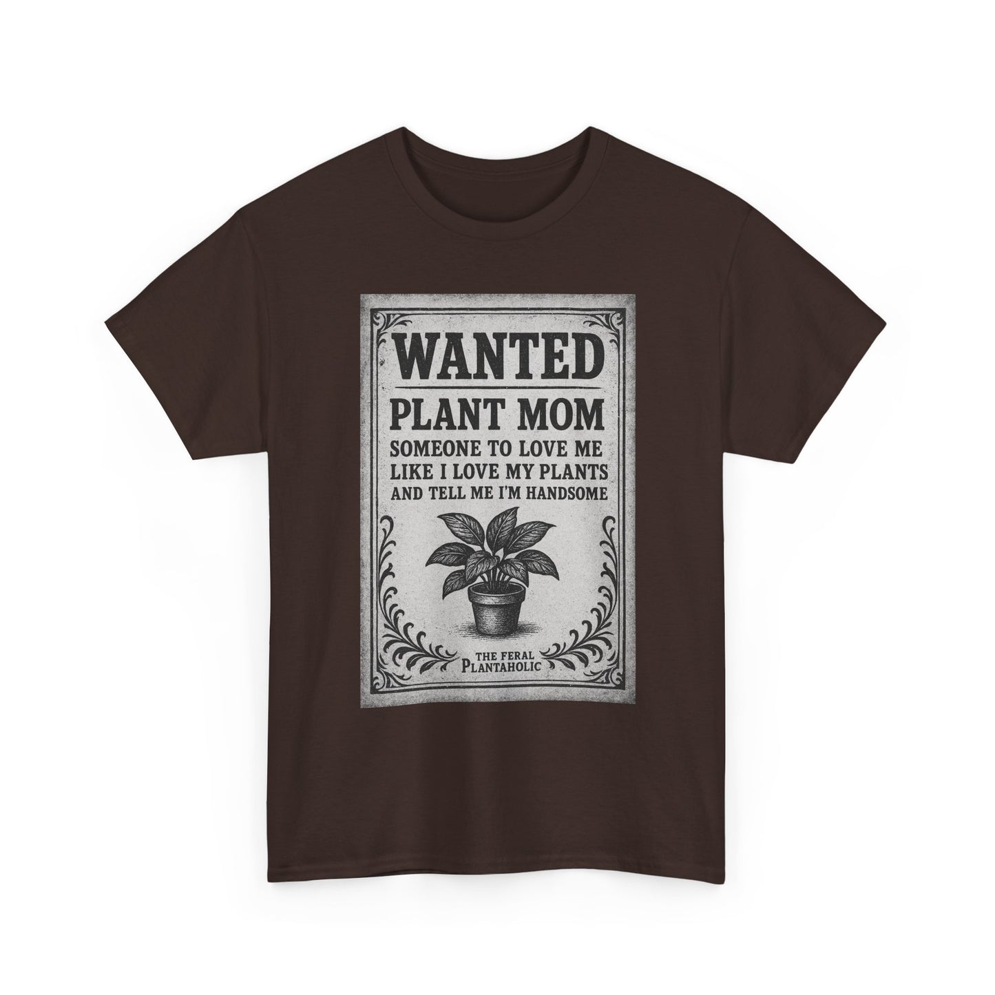 Wanted Plant Mom Unisex Heavy Cotton Tee, Plant Lover Gift, Gardening Shirt, Botanical Humor Tee, Houseplant Mom Apparel