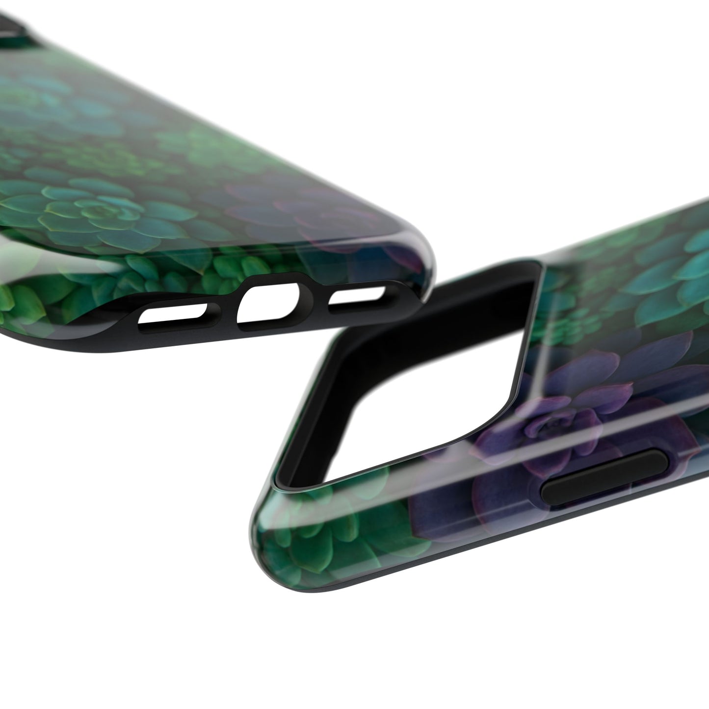 Succulent Pattern Impact-Resistant Phone Case — Green Teal Floral Protection