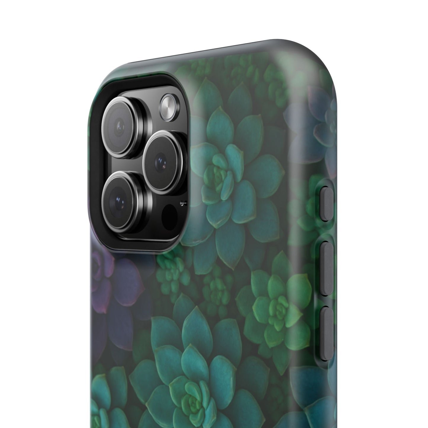 Succulent Pattern Impact-Resistant Phone Case — Green Teal Floral Protection