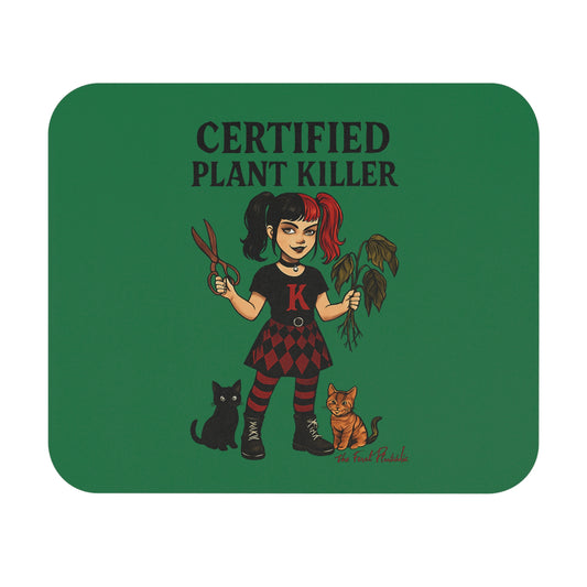 Certified Plant Killer Mouse Pad | Cute Cat Lover Gift | Green Desk Accessory | Home Office Decor | Fun Gift for Gardeners