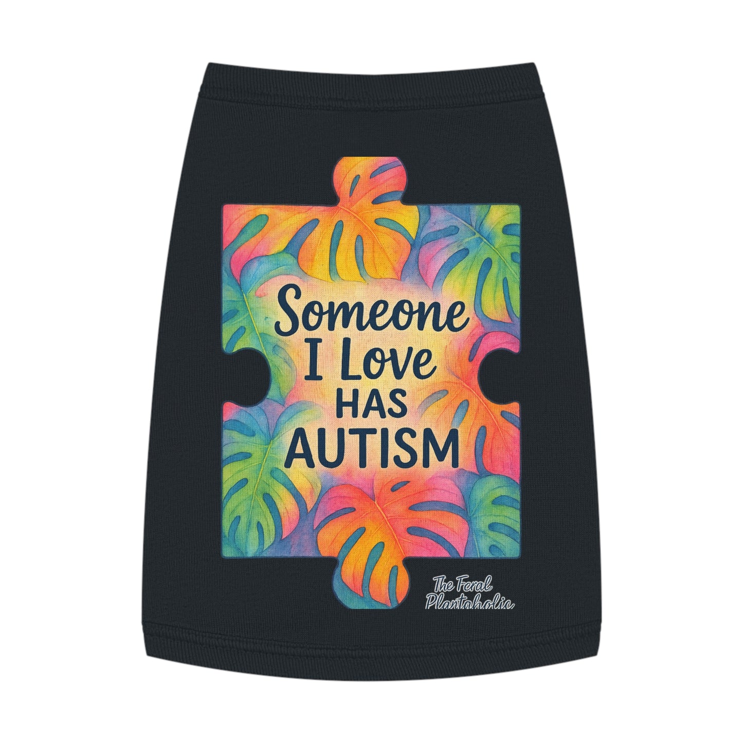 Pet Tank Top — "Someone I Love Has Autism" Puzzle Piece Awareness Dog Shirt