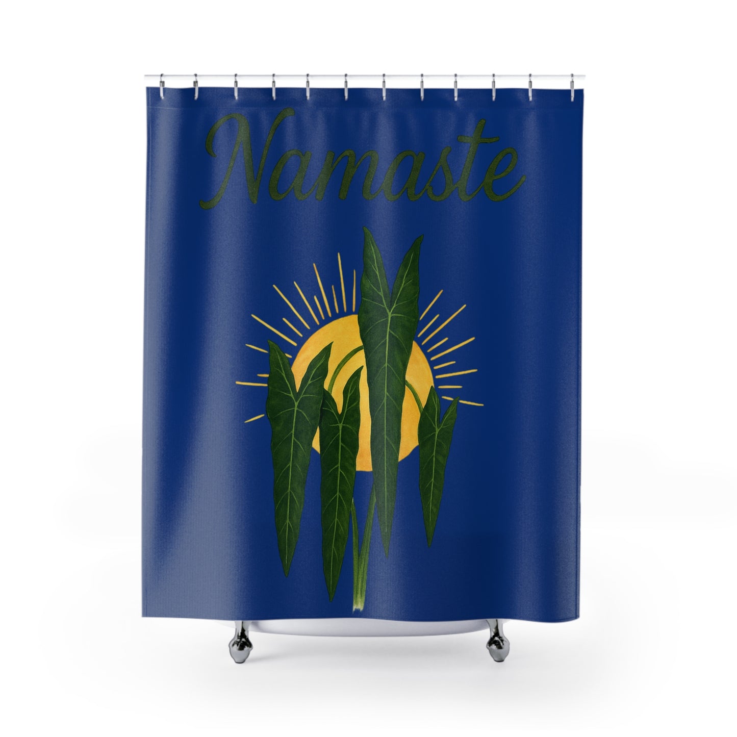 Namaste Shower Curtain — Boho Sun & Tropical Leaves Bathroom Decor