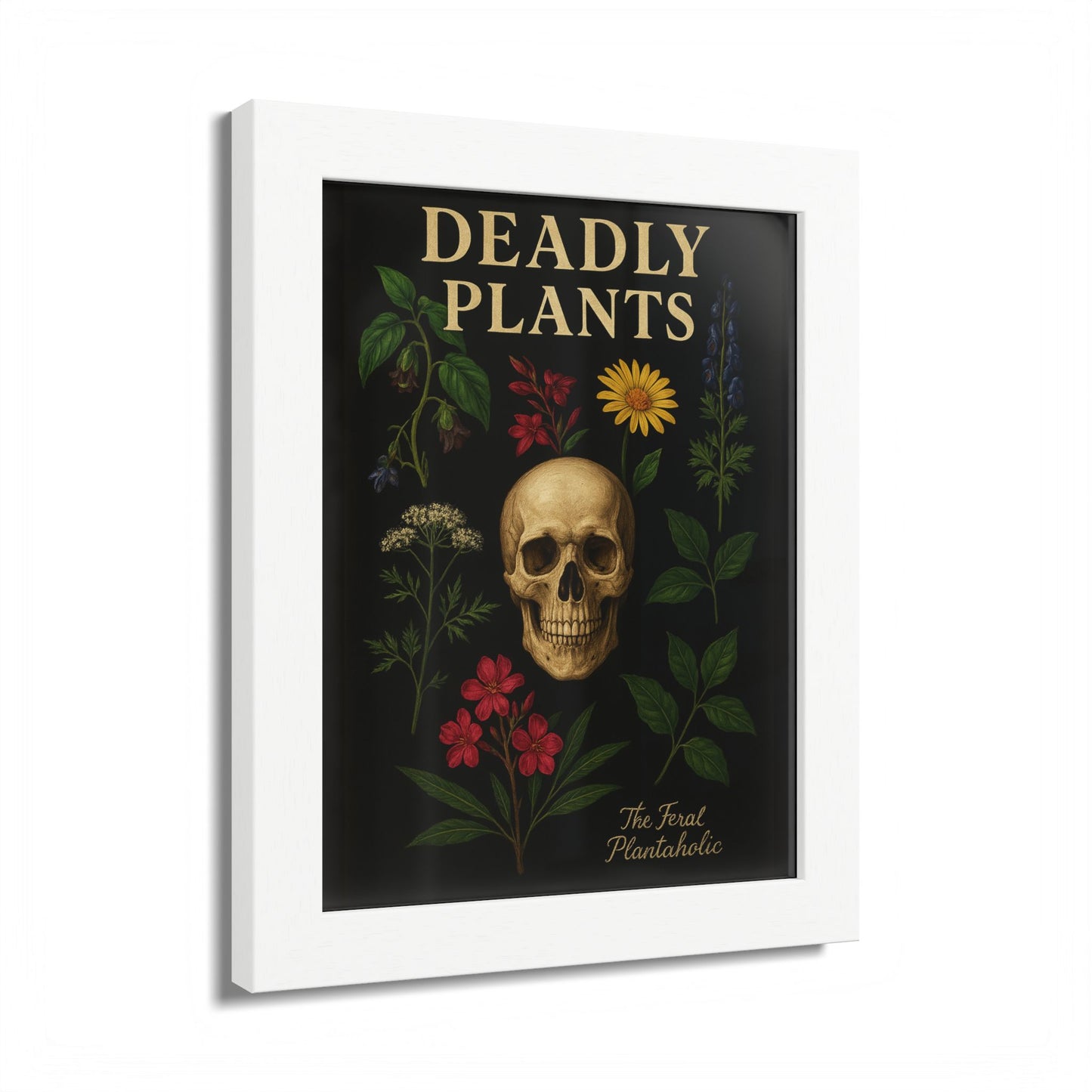 Deadly Plants Botanical Skull Framed Poster — Vintage Poisonous Plant Art