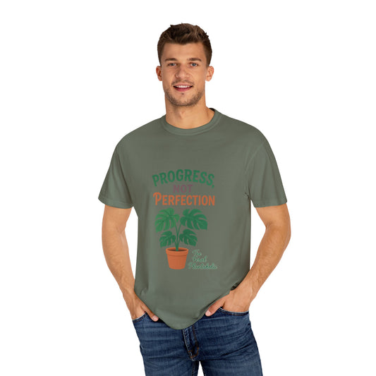 Progress Not Perfection Plant T-Shirt, Casual Unisex Tee, Gift for Plant Lovers, Eco-Friendly Fashion, Gardening Apparel, Relaxed Fit