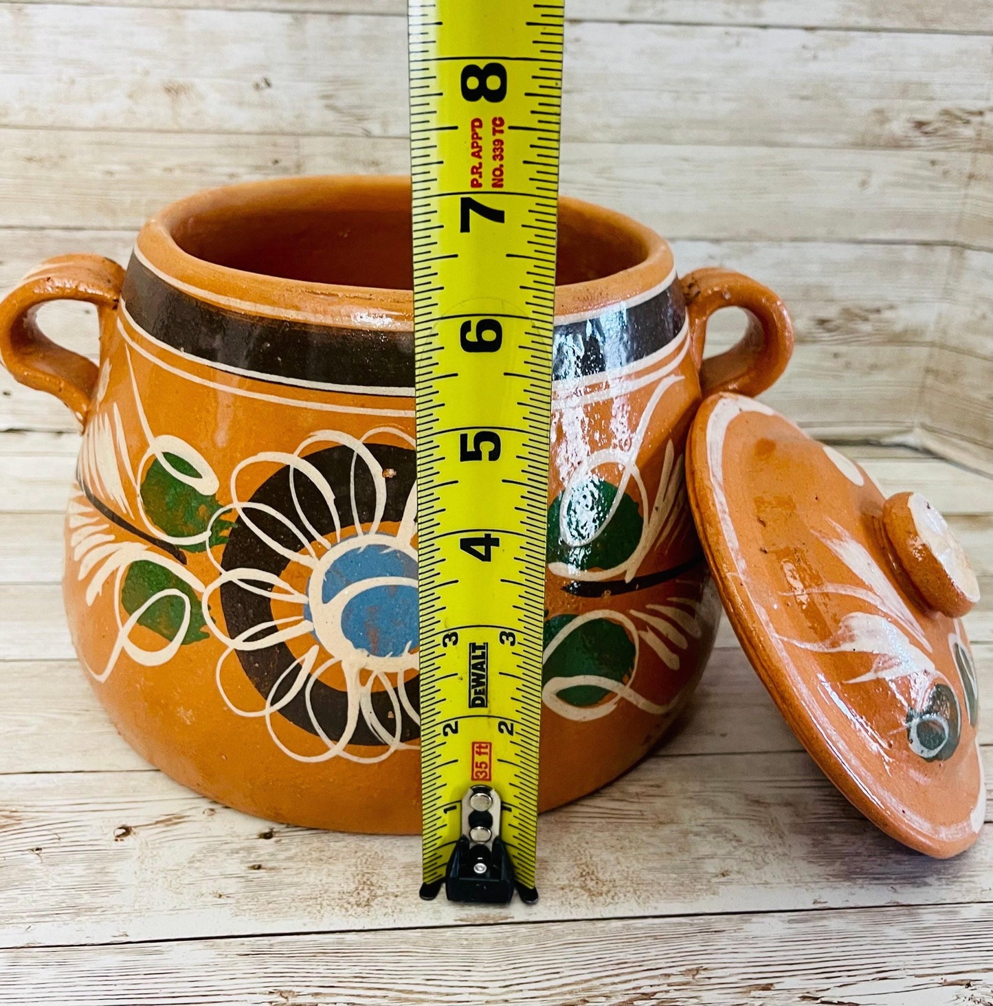 3 Liter Terra Cota Clay Pot for Beans Soups Olla Tonala de Barro para Caldos Frijoles Sopas 3 Litros