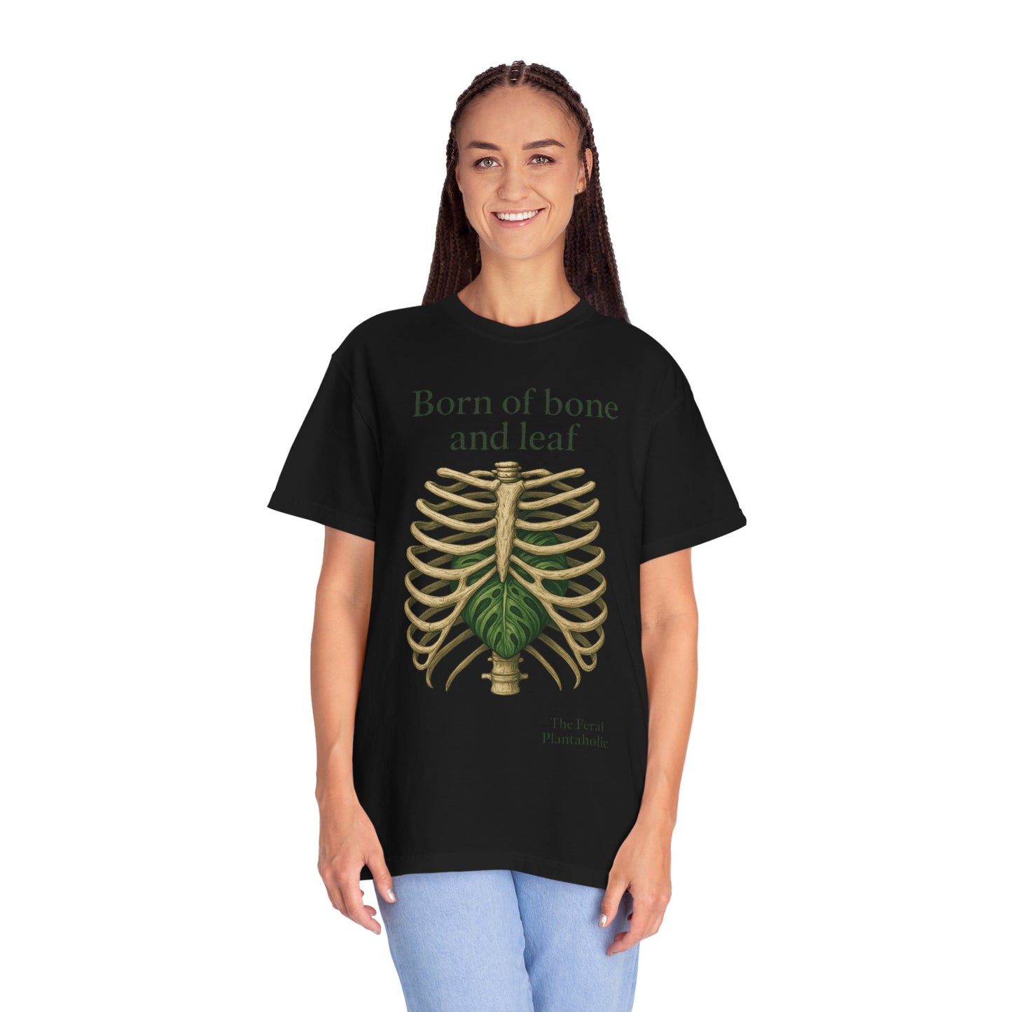 Born of Bone and Leaf T-Shirt — Botanical Ribcage Graphic Tee