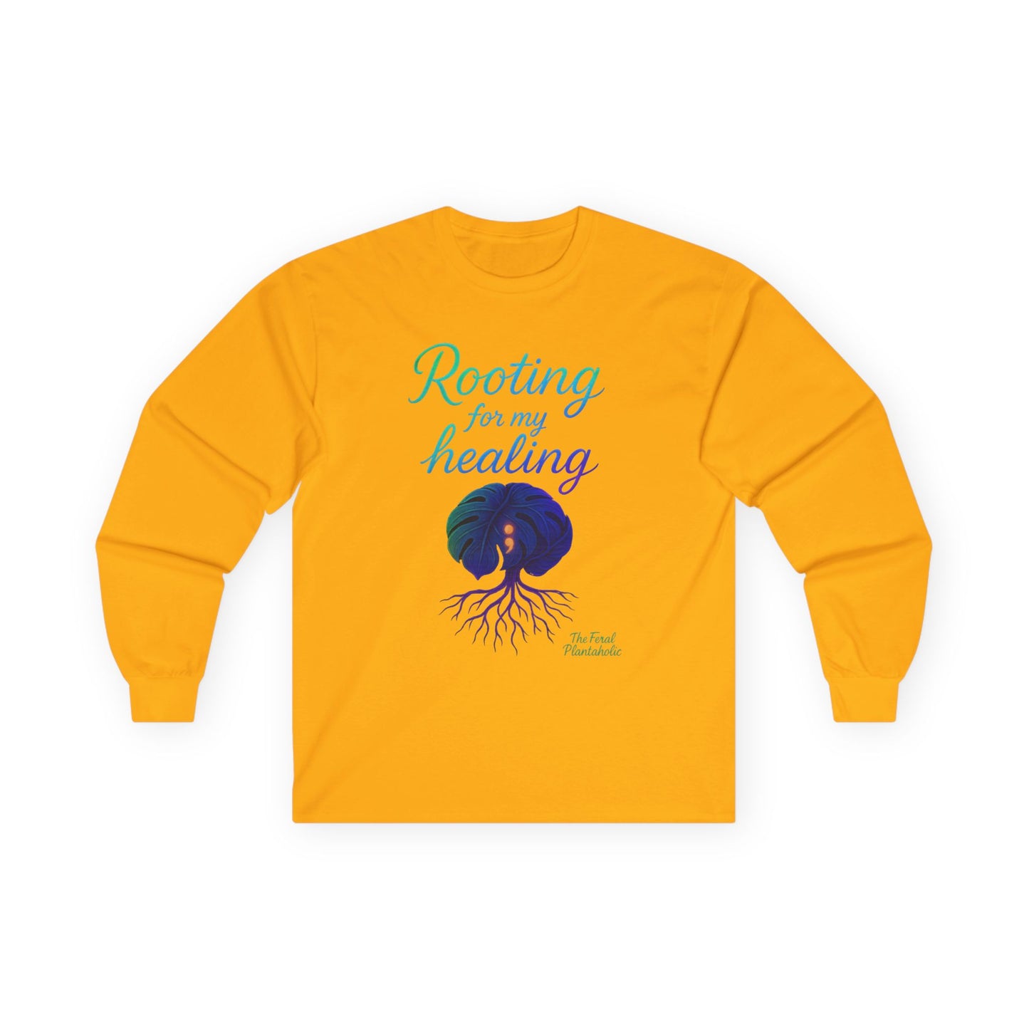Healing In Spirit Long Sleeve Tee, Unisex Cotton Tee, Rooting for My Healing Shirt, Wellness Gift, Mindfulness Apparel, Self-Care Clothing