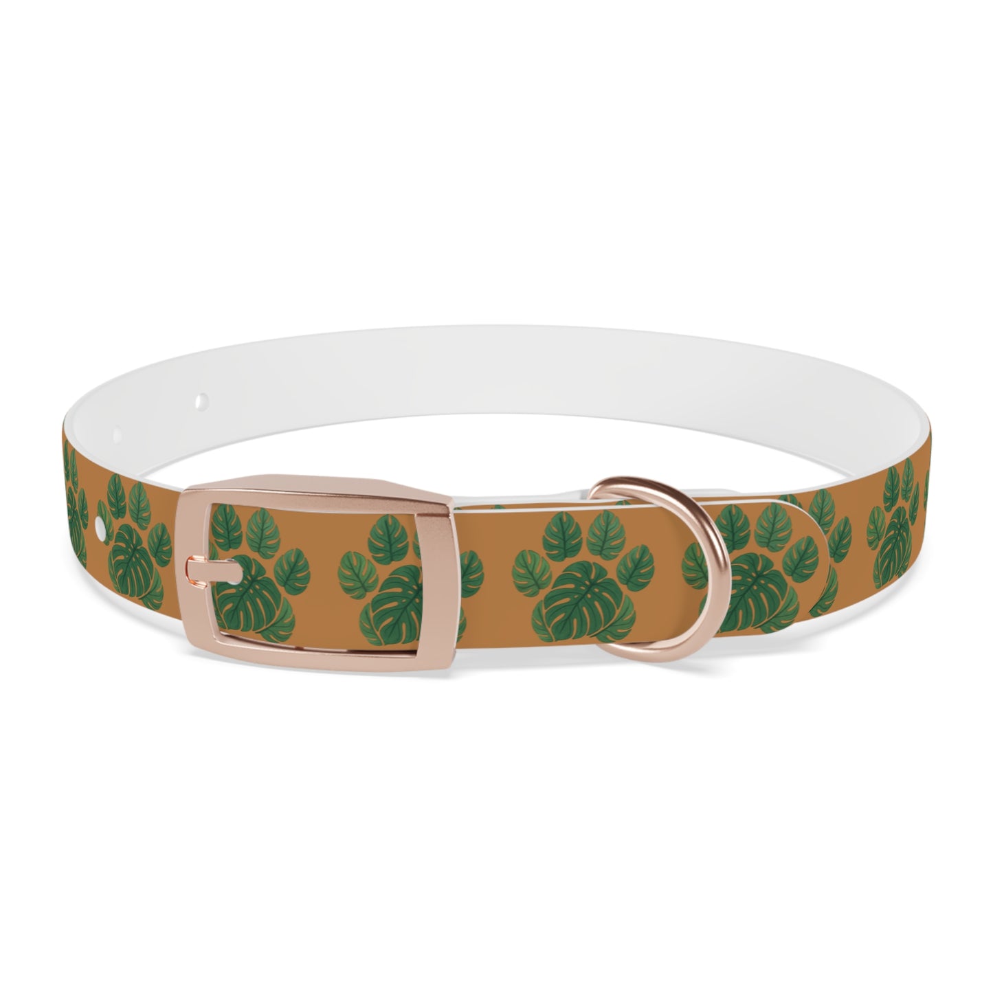 Monstera Leaf Dog Collar — Tropical Green Plant Pattern Pet Collar