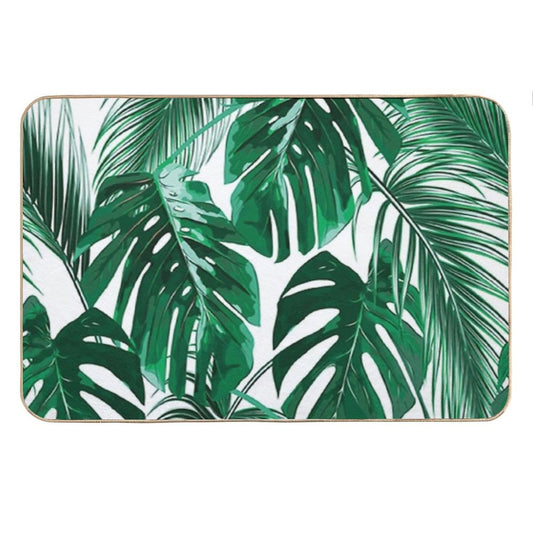 Tropical Leaves - Palm Tree Leaf - Hawaiian Bath Mat