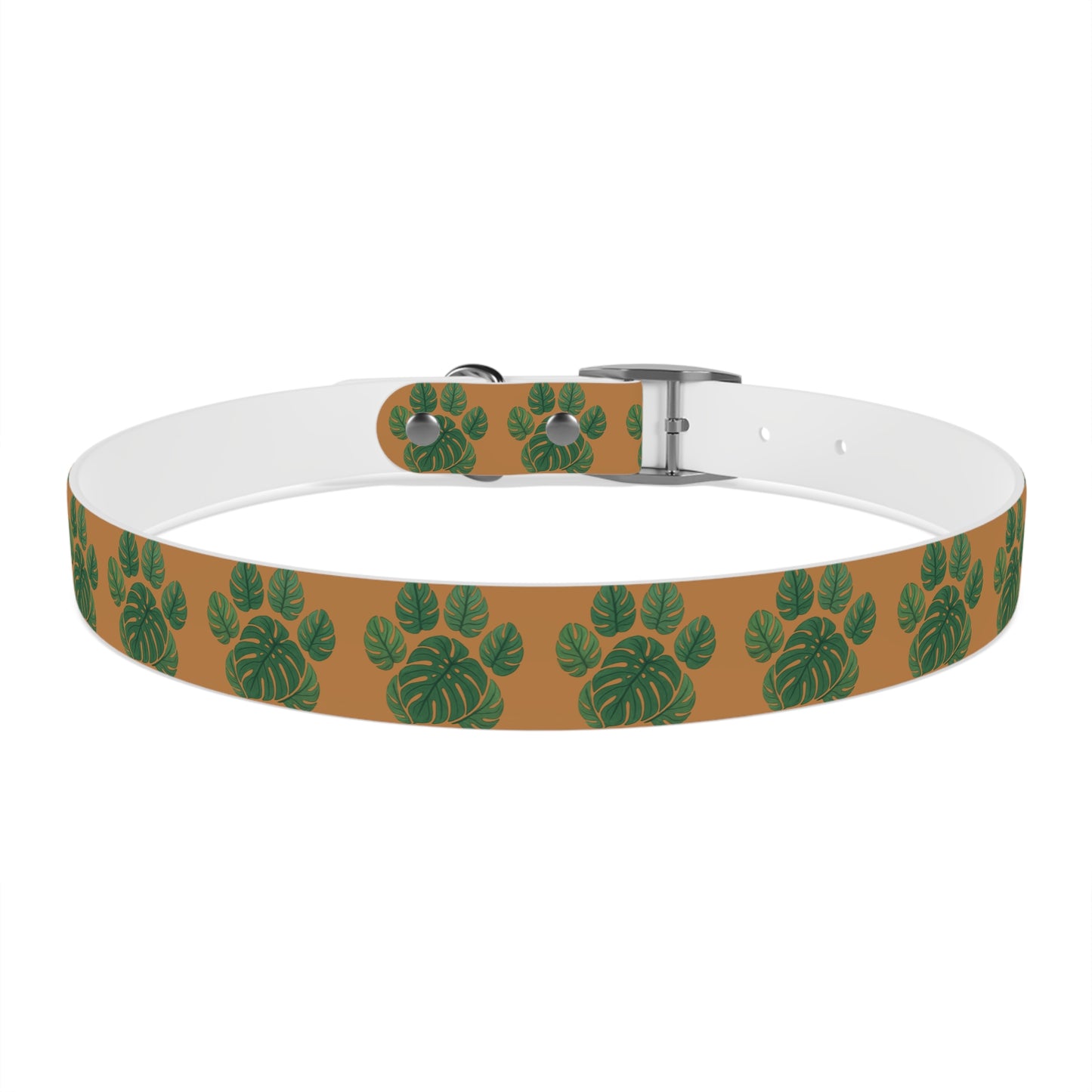 Monstera Leaf Dog Collar — Tropical Green Plant Pattern Pet Collar