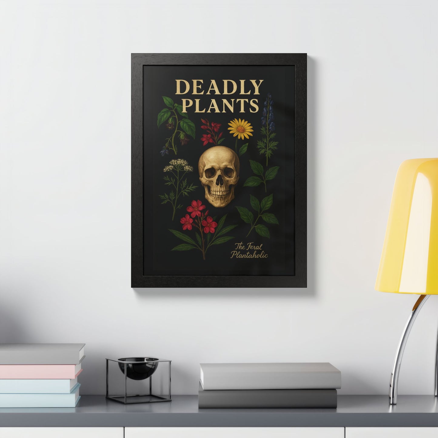 Deadly Plants Botanical Skull Framed Poster — Vintage Poisonous Plant Art