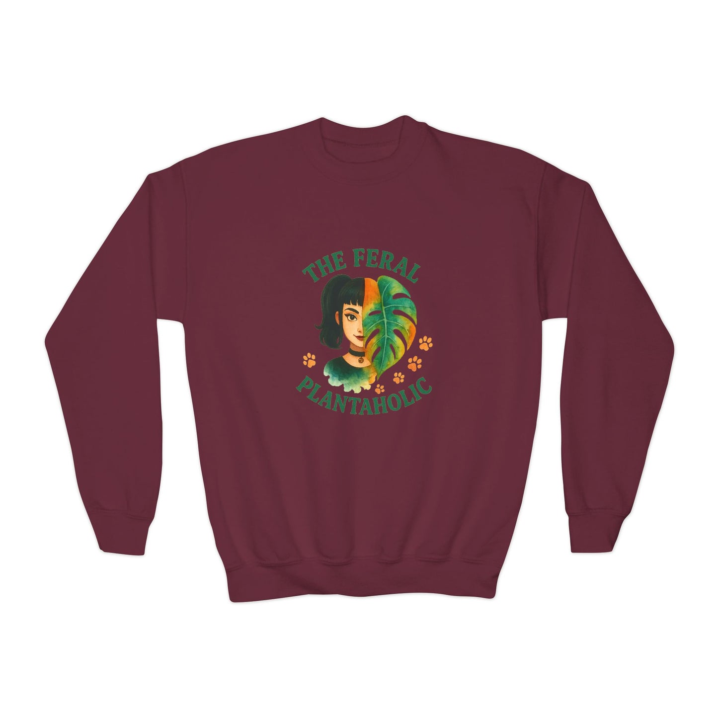 Youth Crewneck Sweatshirt - The Feral Plantaholic, Trendy Gift