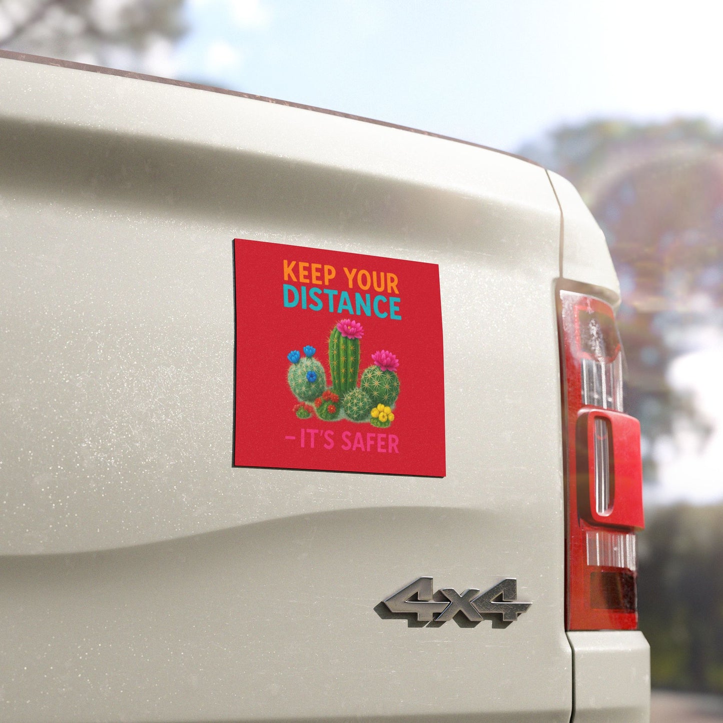 Keep Your Distance Car Magnet — Funny Cactus Safety Reminder Magnet