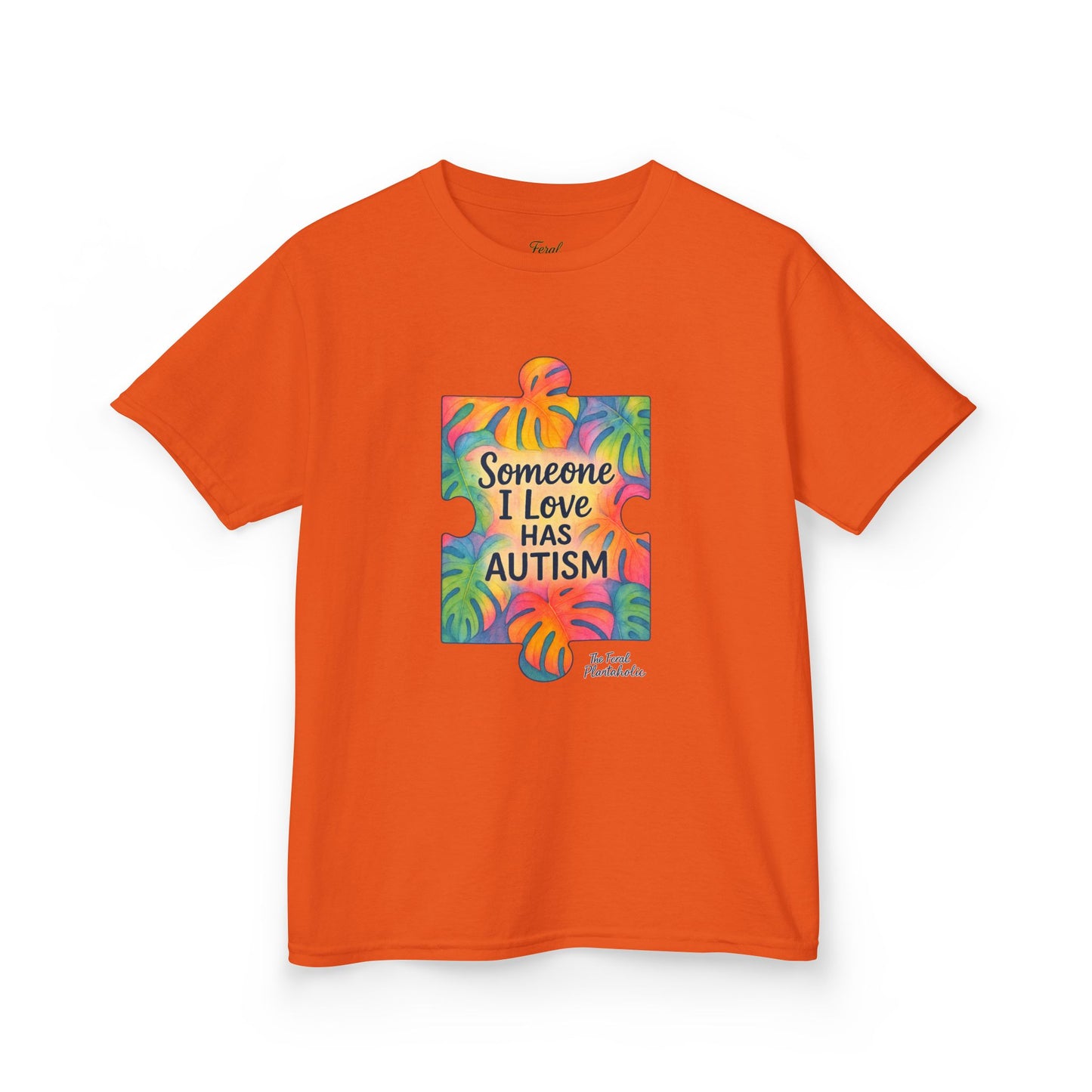 Kids T‑Shirt — "Someone I Love Has Autism" Colorful Puzzle Awareness Tee