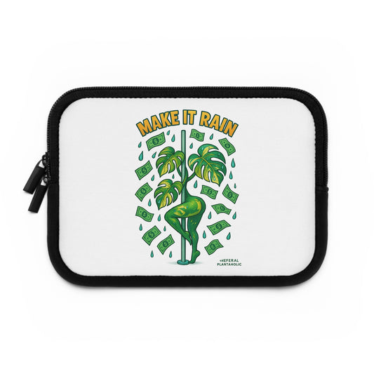 Playful Laptop Sleeve with 'Make It Rain' Design, Ideal for Creatives, Students, or Business Use, Gift for Graduations, Birthdays, Holidays