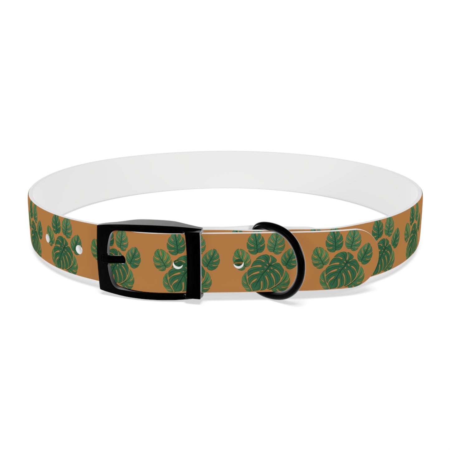 Monstera Leaf Dog Collar — Tropical Green Plant Pattern Pet Collar