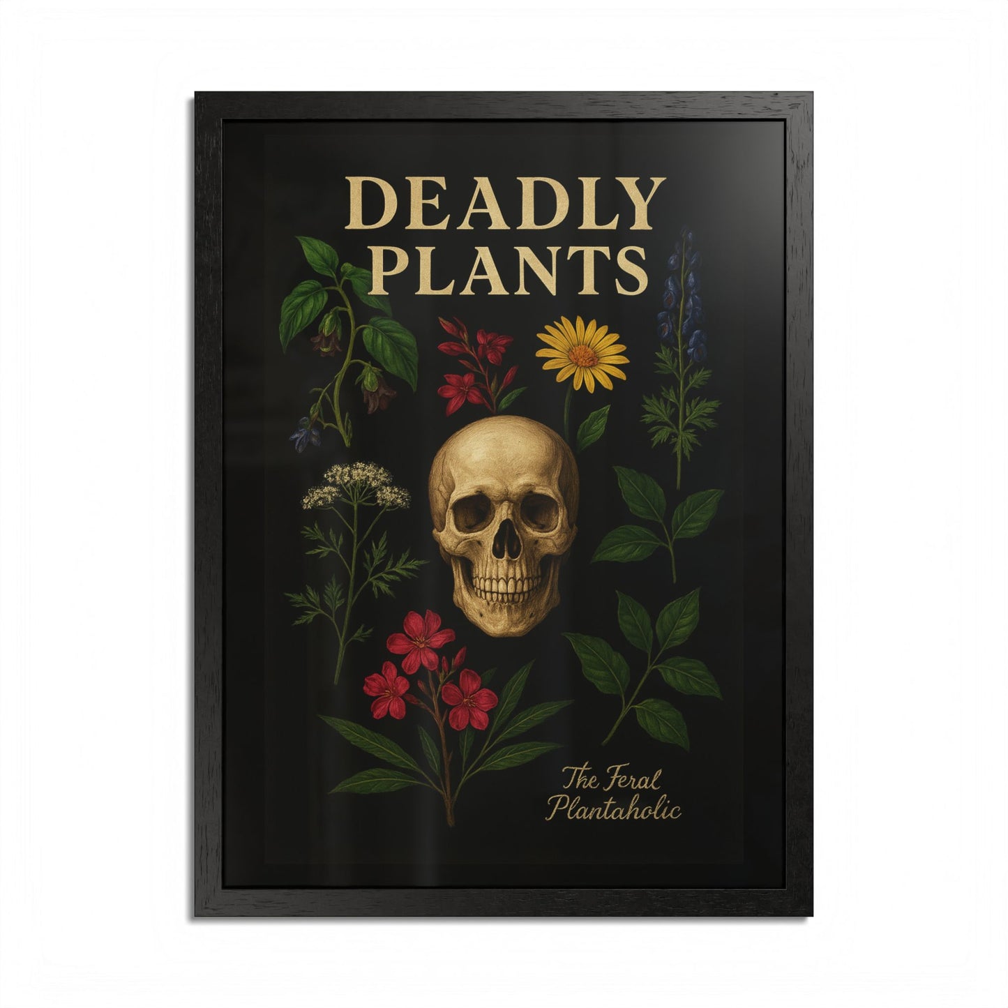 Deadly Plants Botanical Skull Framed Poster — Vintage Poisonous Plant Art