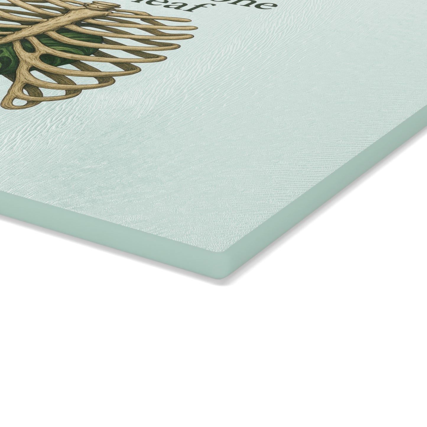 Glass Cutting Board - "Born of Bone and Leaf" Botanical Ribcage Design
